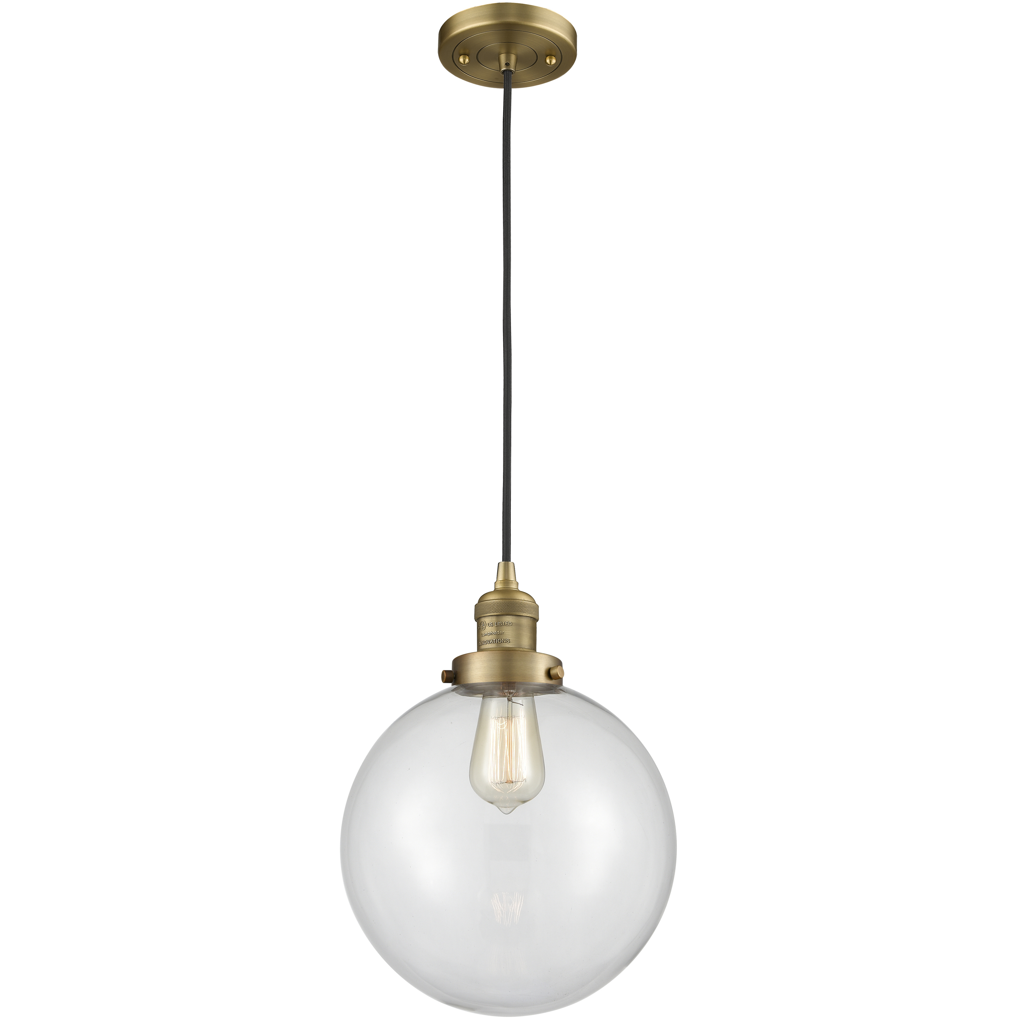 Franklin Restoration Beacon LED 10 inch Brushed Brass Mini Pendant Ceiling Light in Clear, Franklin Restoration
