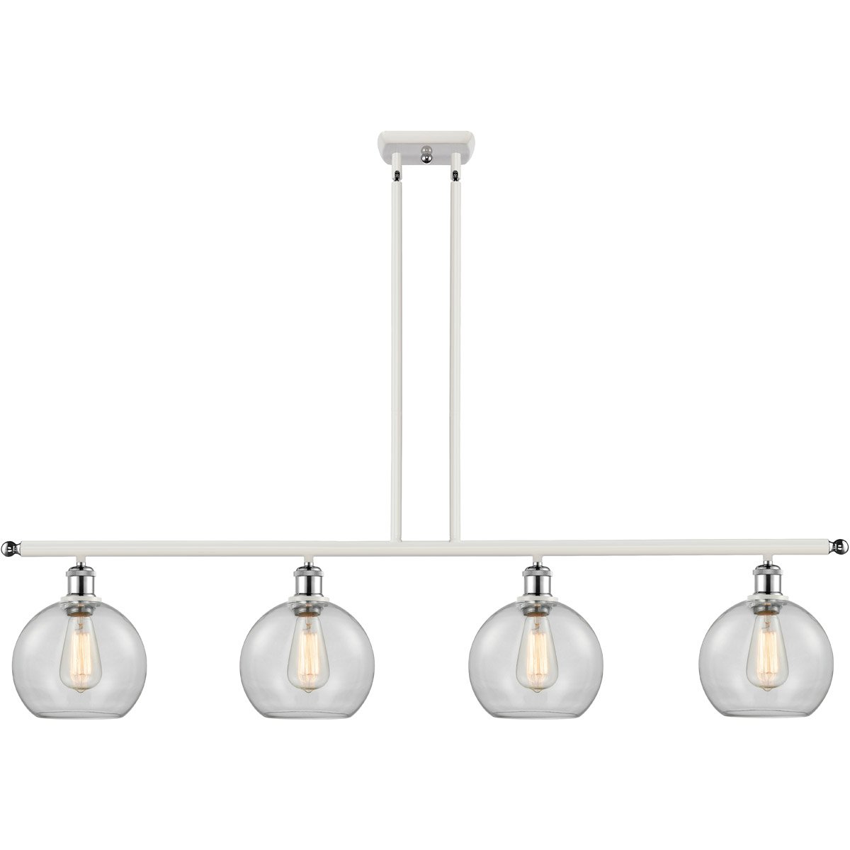 Ballston Athens 4 Light 48 inch White and Polished Chrome Island Light Ceiling Light in Clear Glass, Ballston