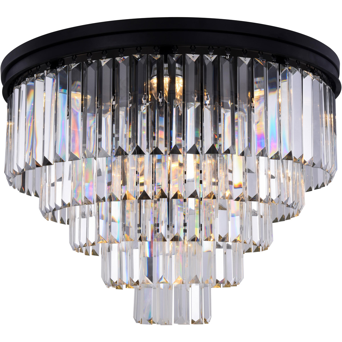Sydney 17 Light 32 inch Matte Black Flush Mount Ceiling Light in Clear, Urban Classic
