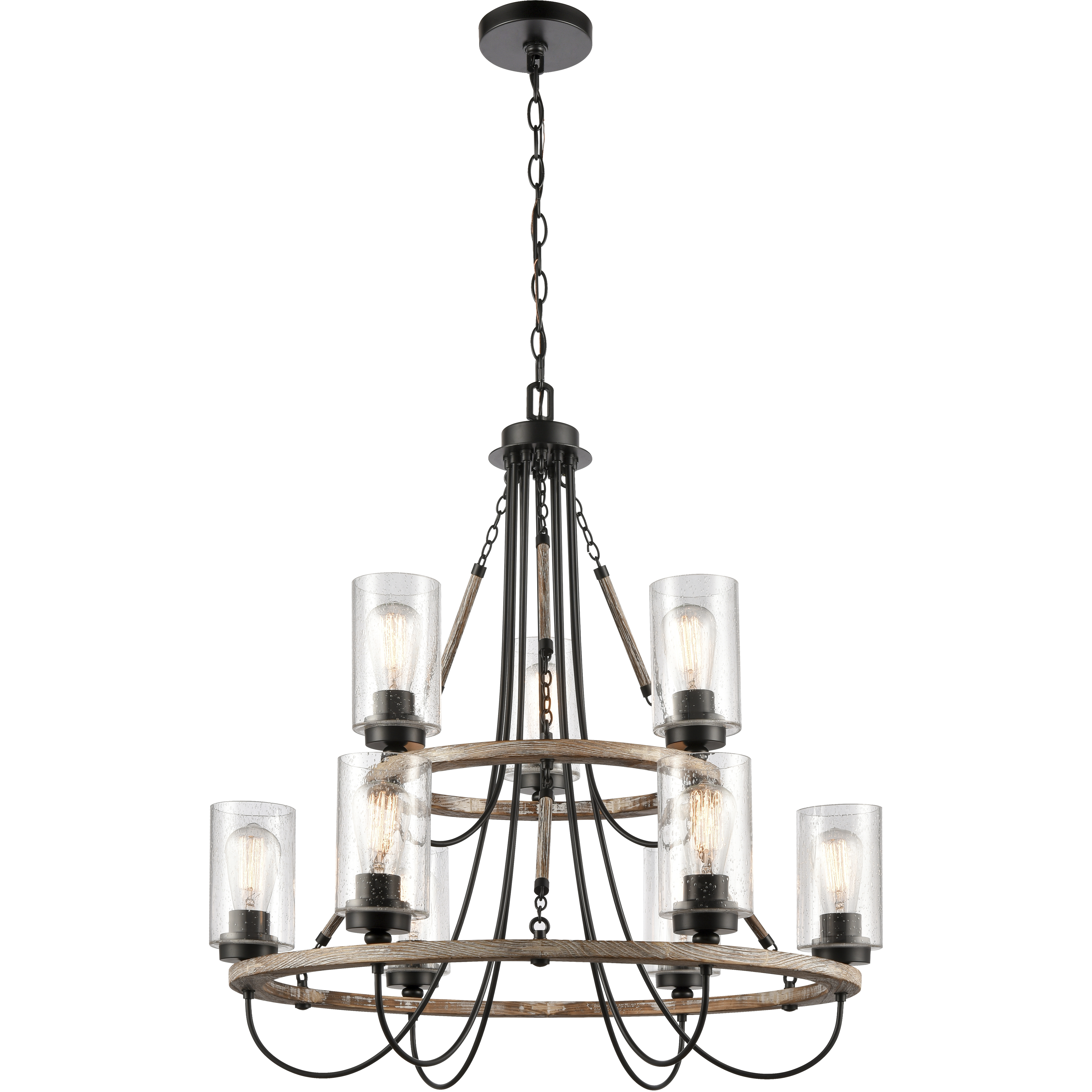 Paladin LED 31.5 inch Matte Black Chandelier Ceiling Light in Seedy Glass