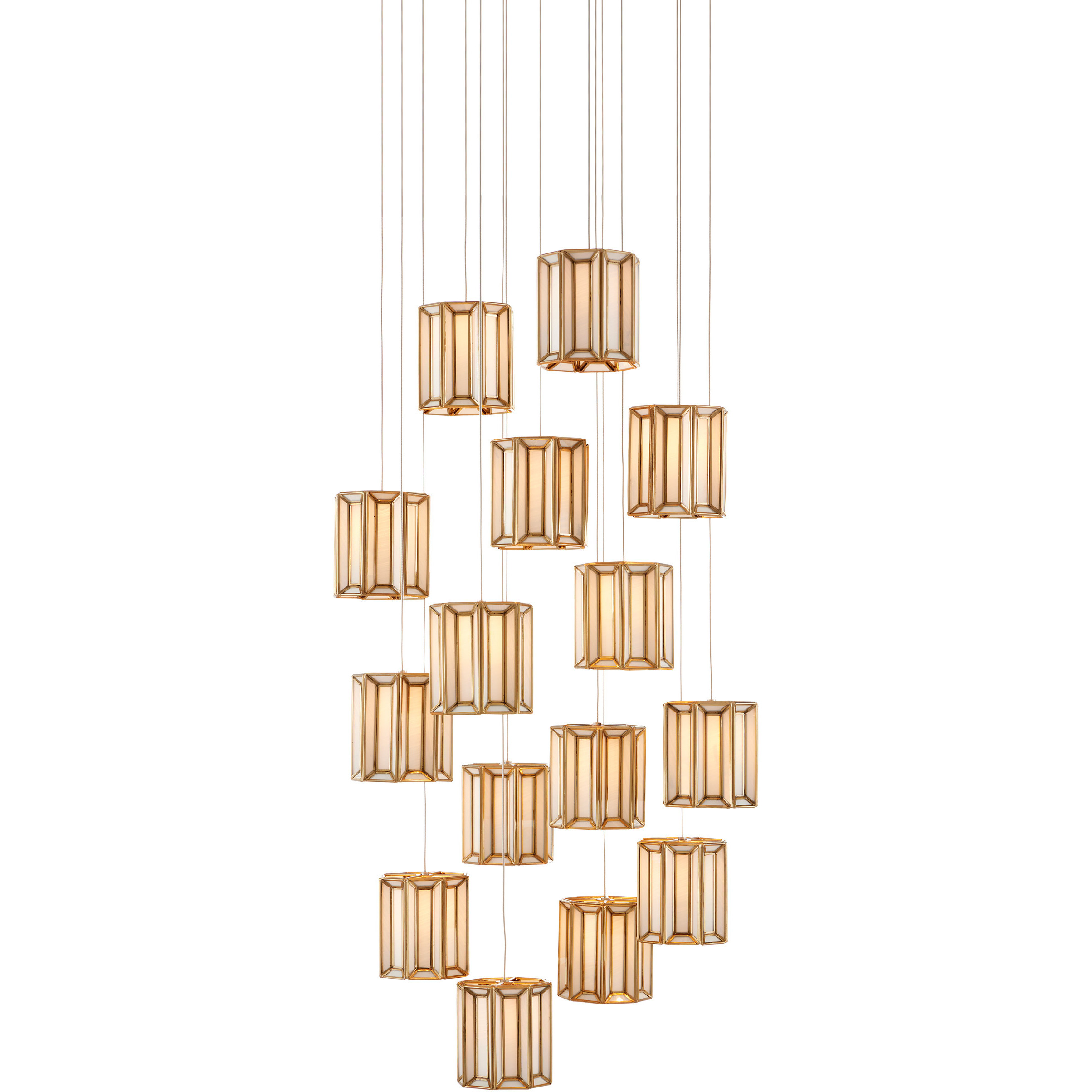 Daze 15 Light 24.5 inch Antique Brass Multi-Drop Pendant Ceiling Light