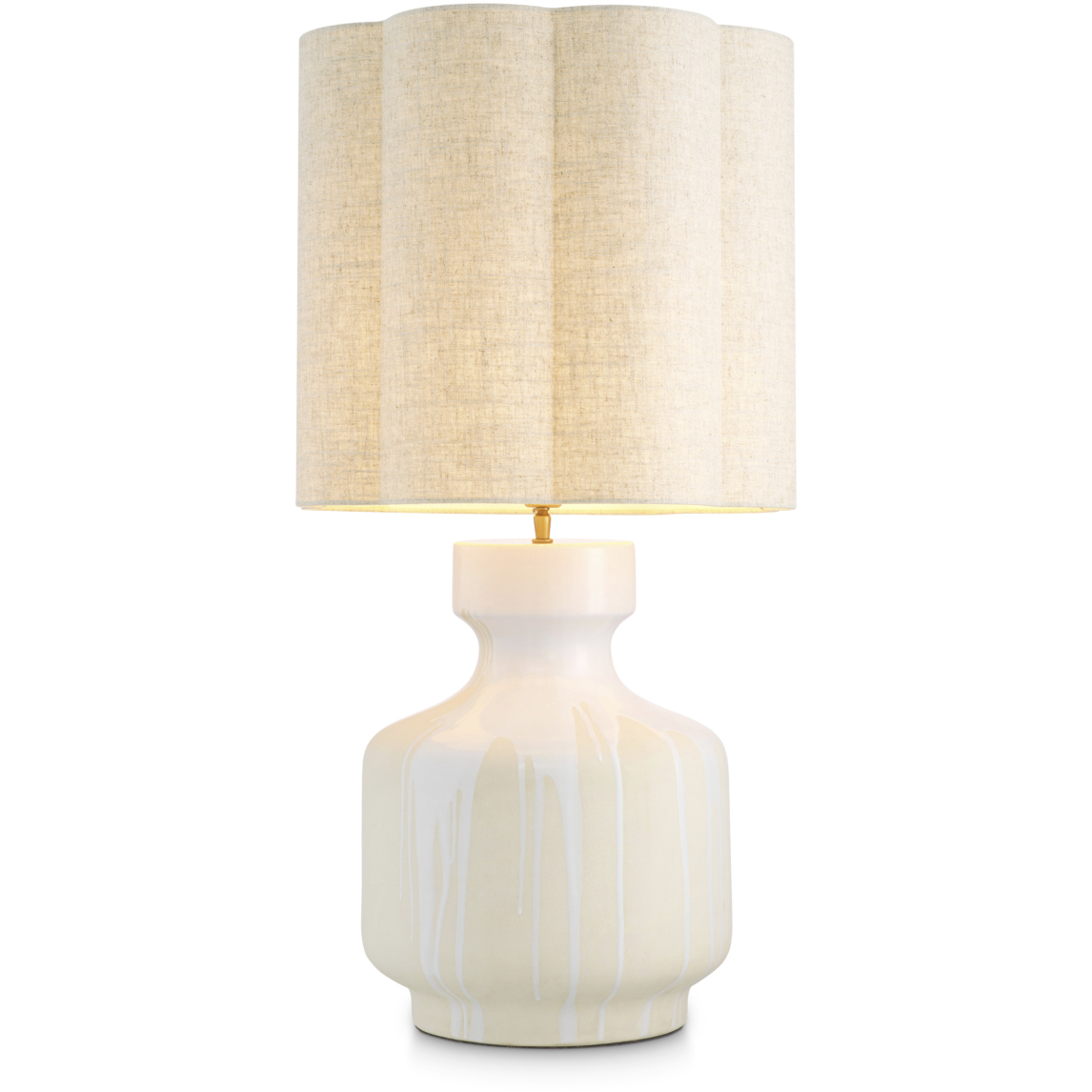 Lorena 33.86 inch 100 watt White Drip-Effect and Vintage Brass Table Lamp Portable Light in White Drip-Effect with Vintage Brass