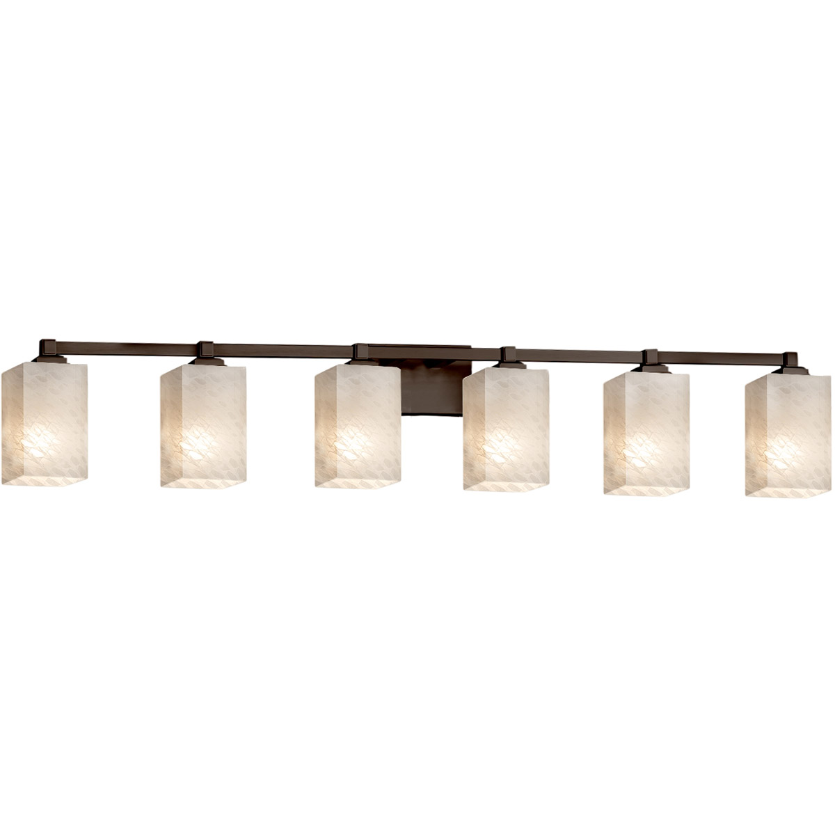 Fusion 6 Light 49 inch Matte Black Vanity Light Wall Light in Square with Flat Rim, Incandescent, Weave Fusion