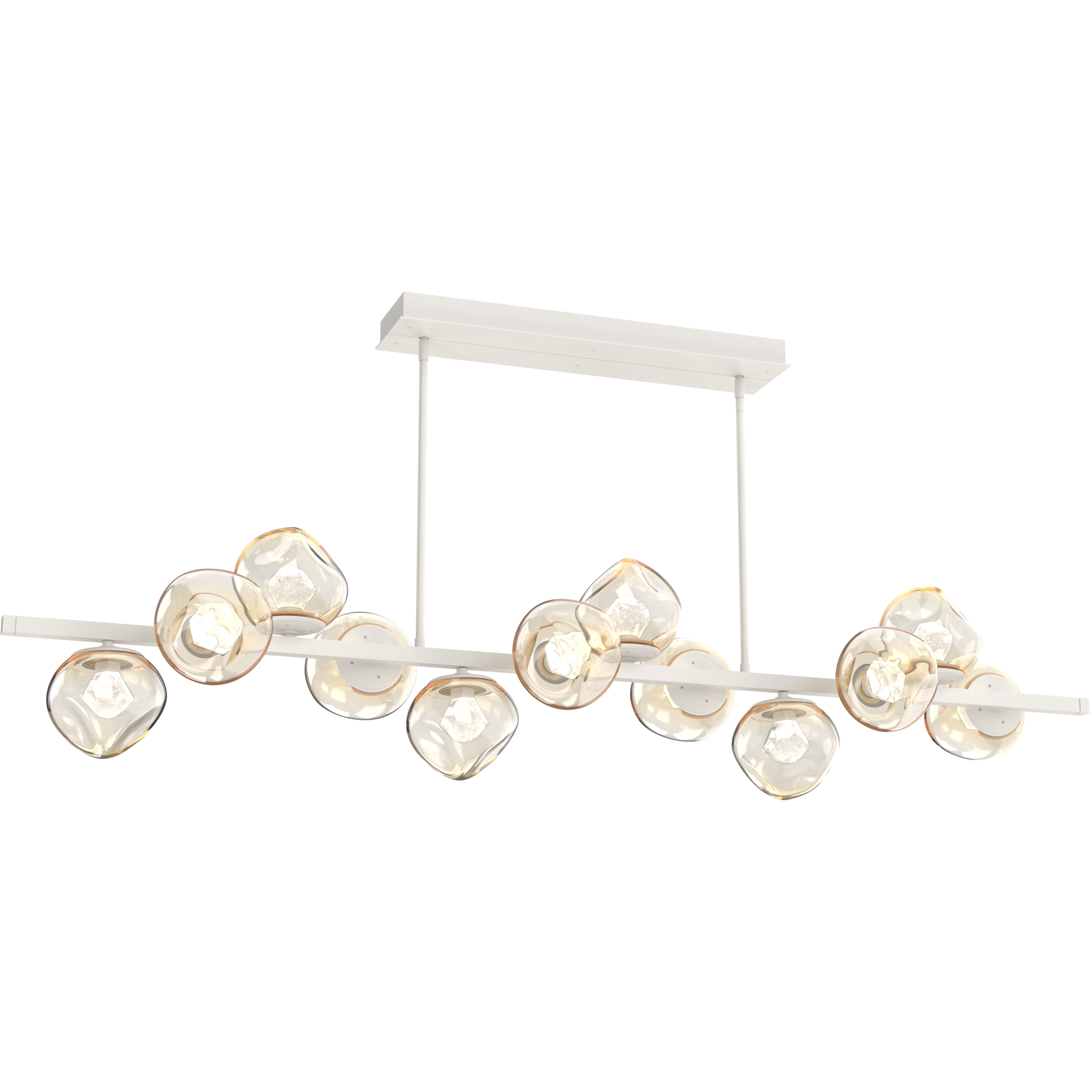 Luna LED 72 inch Salt White Chandelier Ceiling Light in 2700K LED, Geo Inner - Amber Outer, Twisted Branch
