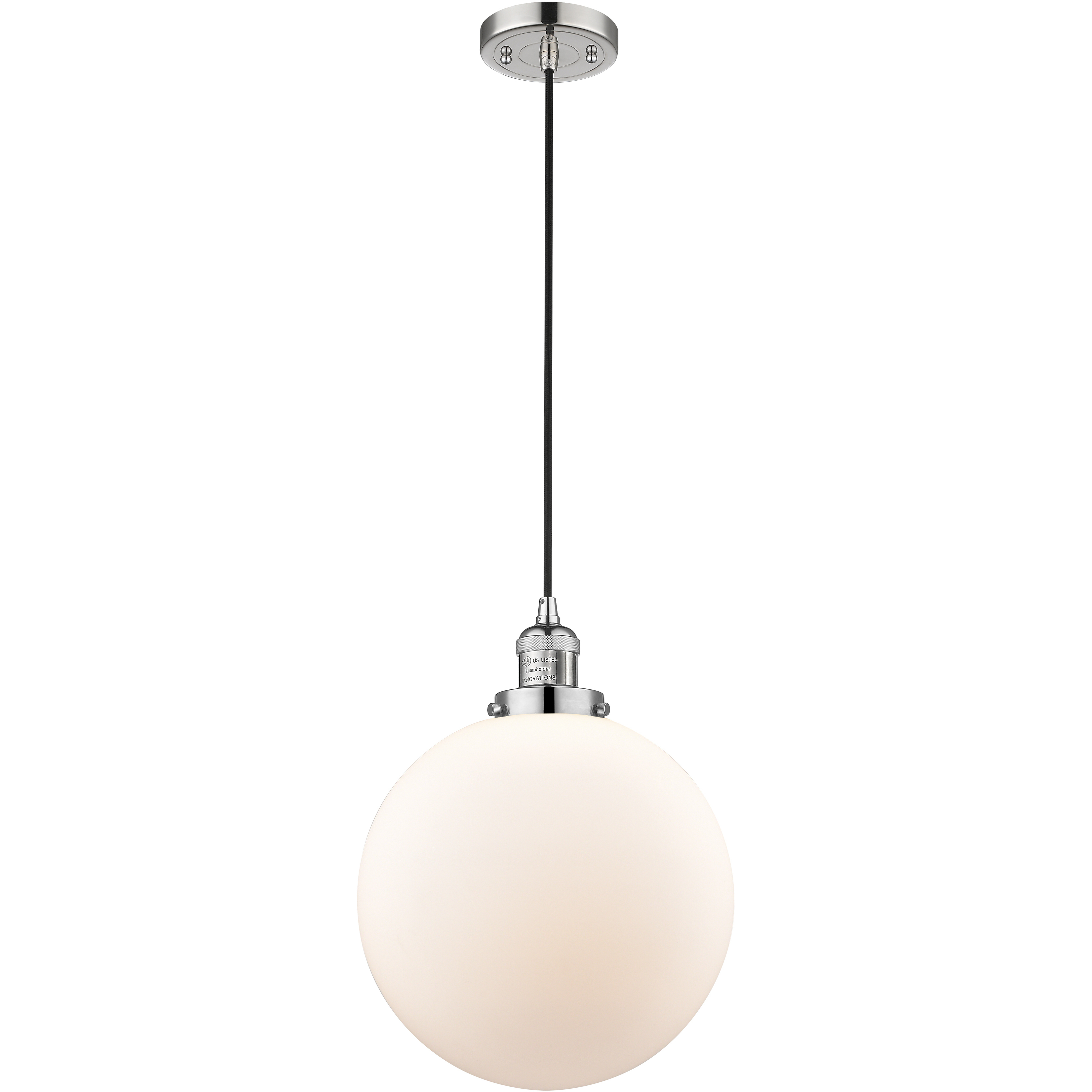 Franklin Restoration Beacon 1 Light 12 inch Polished Nickel Mini Pendant Ceiling Light in Incandescent, Matte White, Franklin Restoration