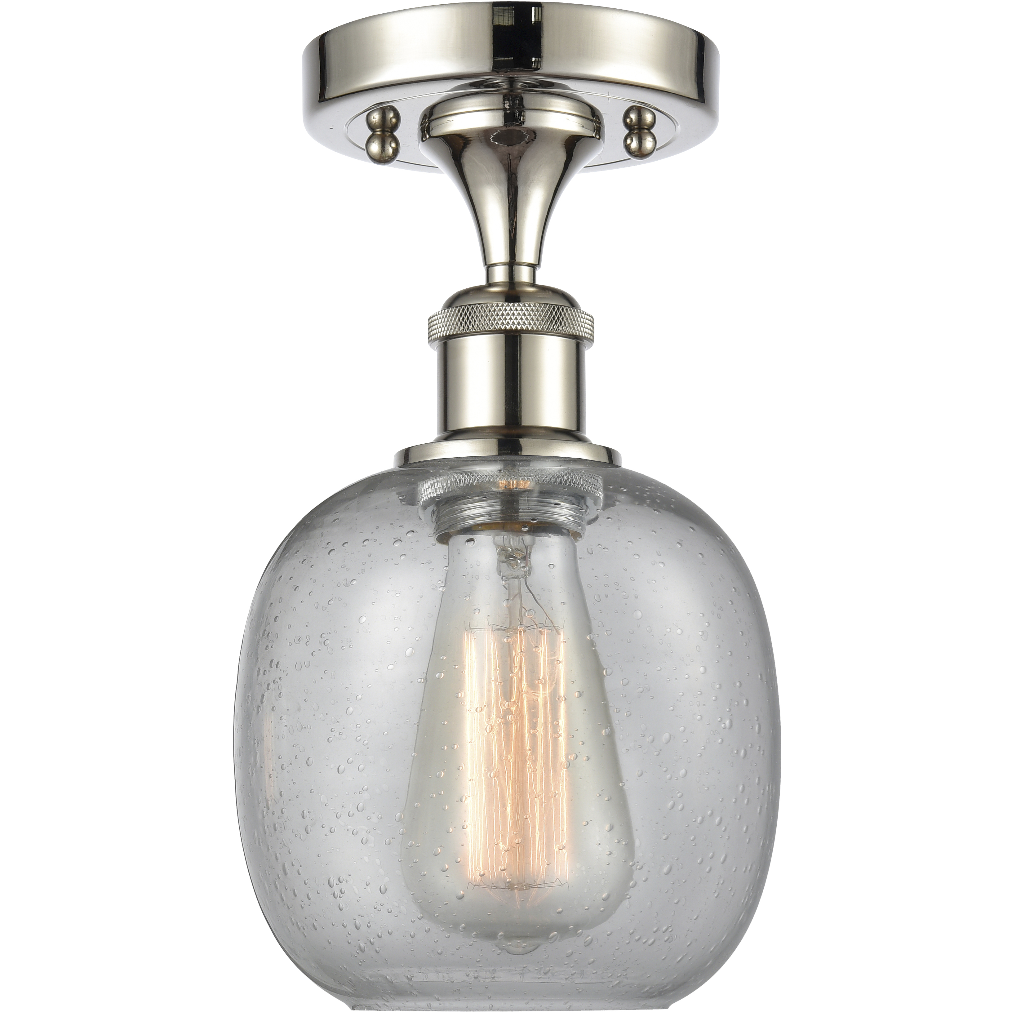 Belfast 1 Light 6 inch Polished Nickel Flush Mount Ceiling Light in Seedy Glass, 2.1 lb