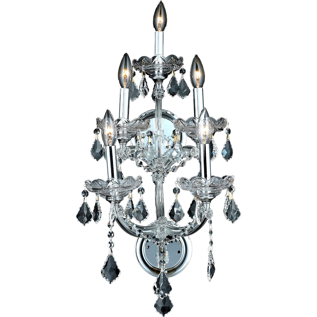 Maria Theresa 5 Light 12 inch Chrome Wall Sconce Wall Light in Clear, Royal Cut