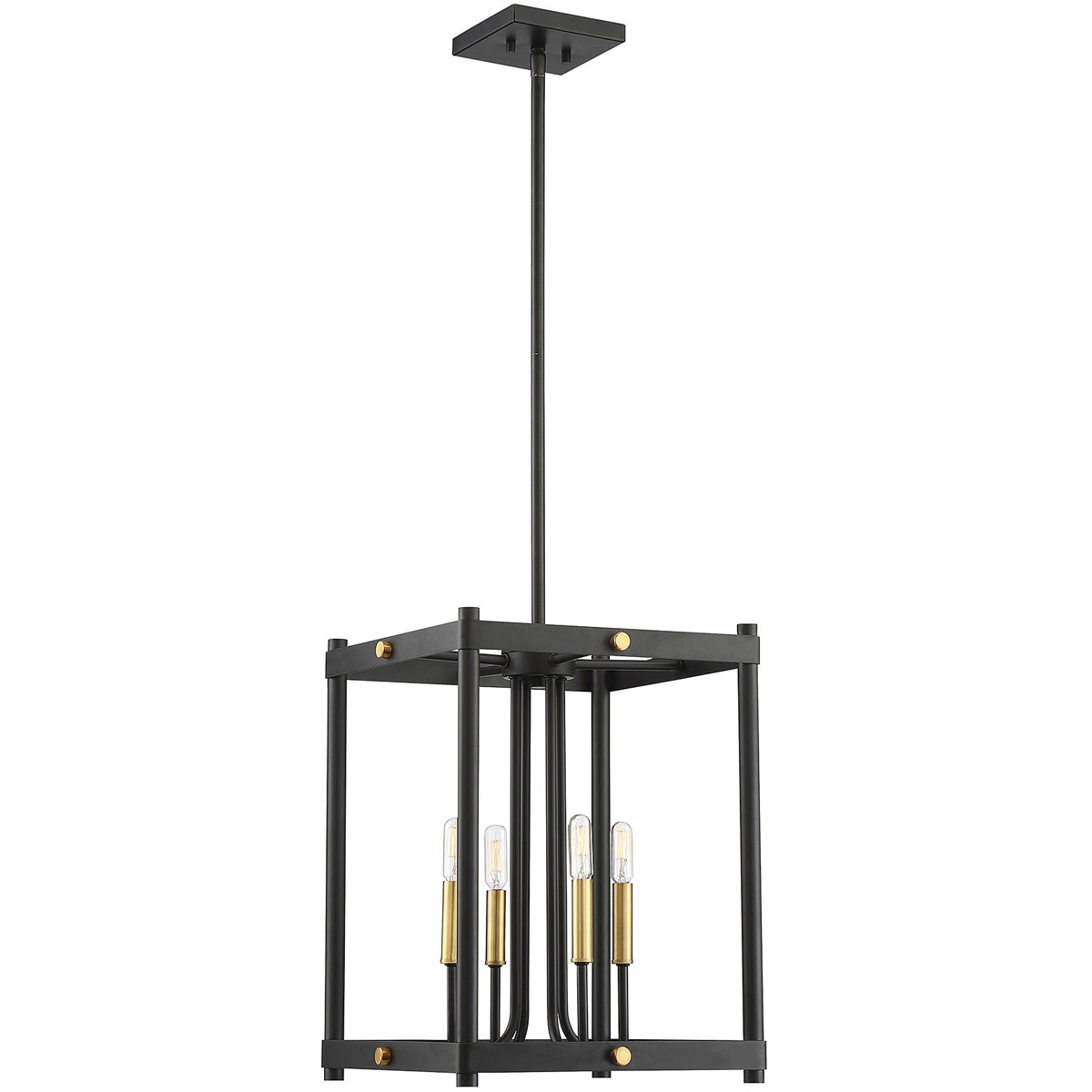 Fowler 4 Light 14 inch Vintage Black/Warm Brass Foyer Light Ceiling Light