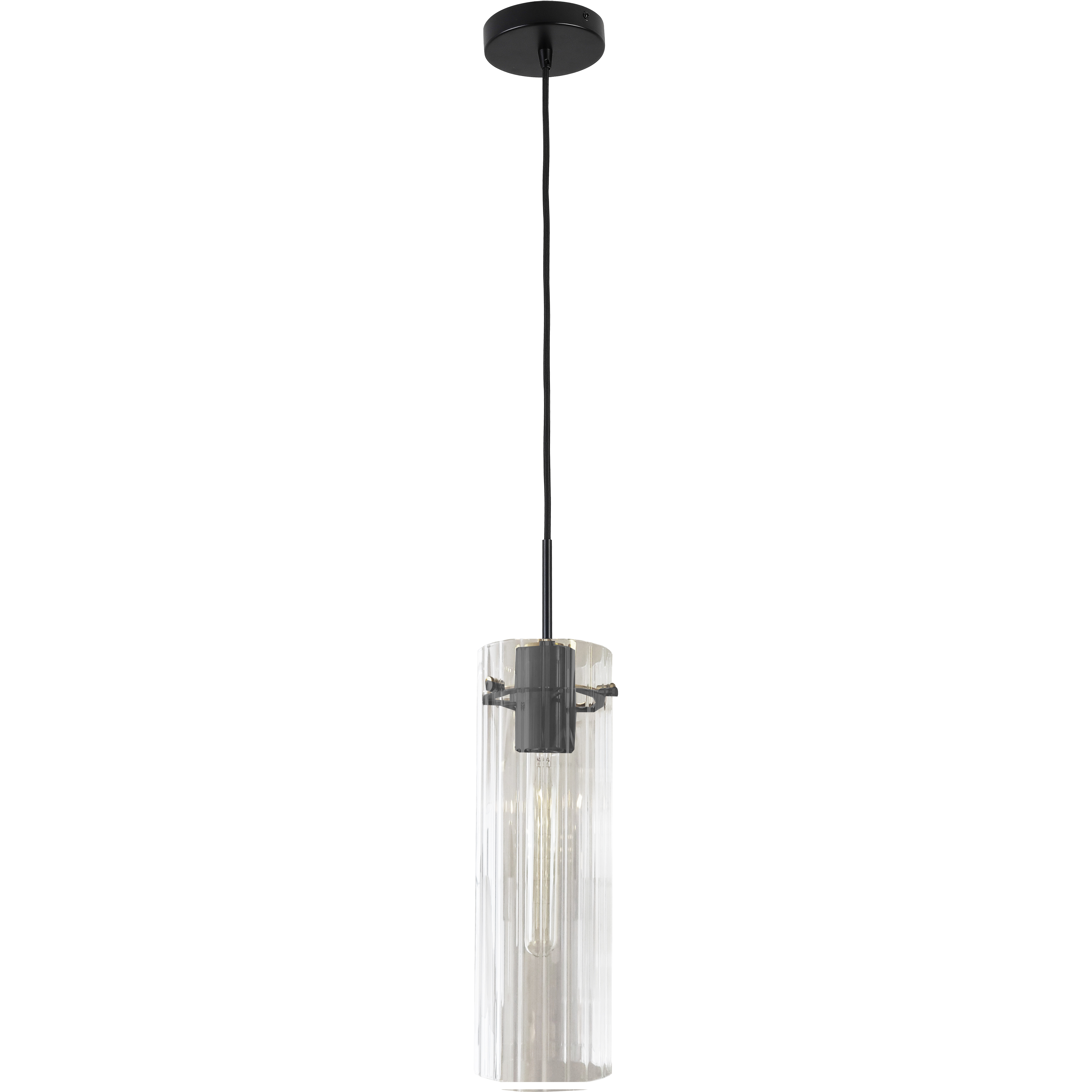 Patia 1 Light 5 inch Clear Fluted with Matte Black Pendant Ceiling Light