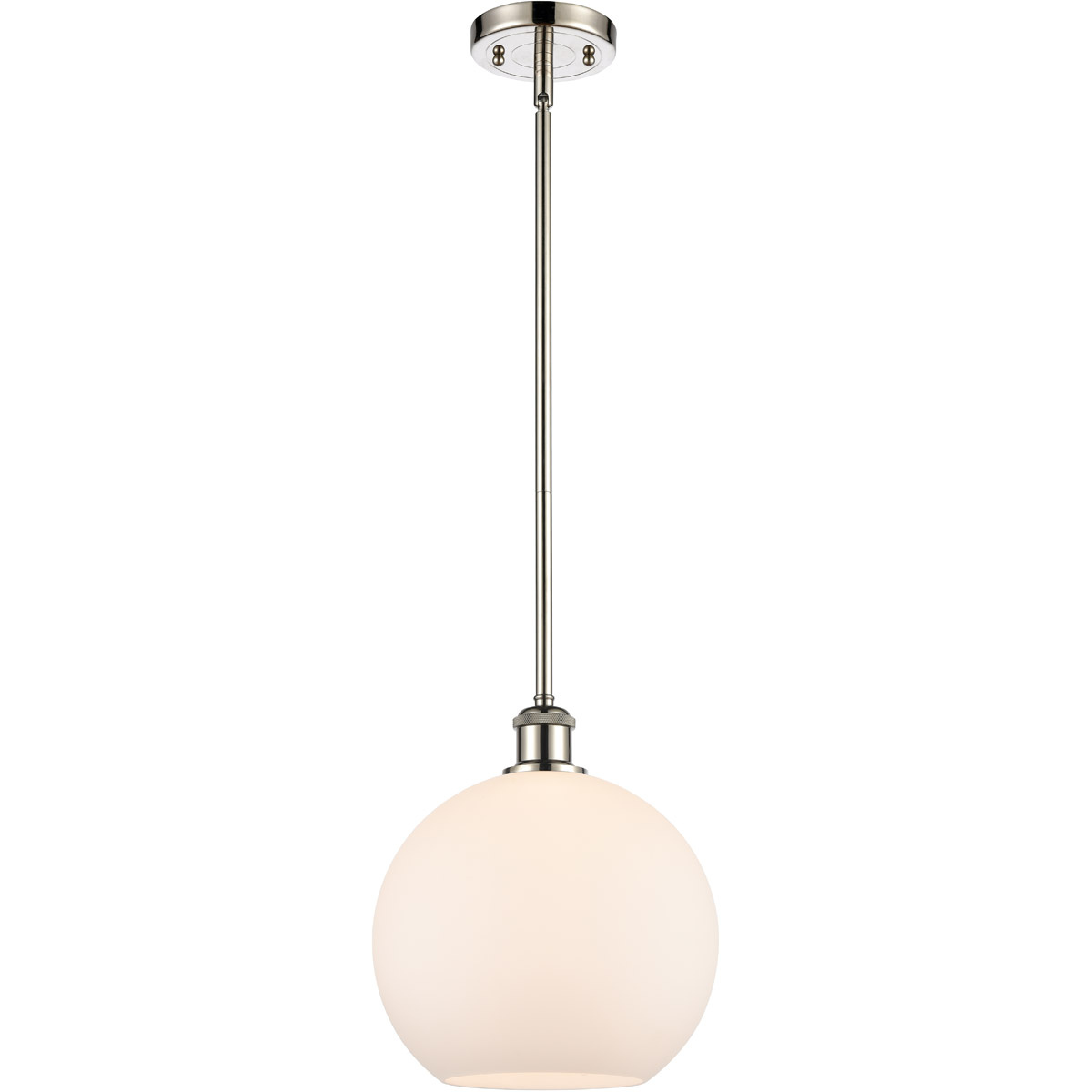 Ballston Large Athens LED 10 inch Polished Nickel Pendant Ceiling Light in Matte White Glass, Ballston