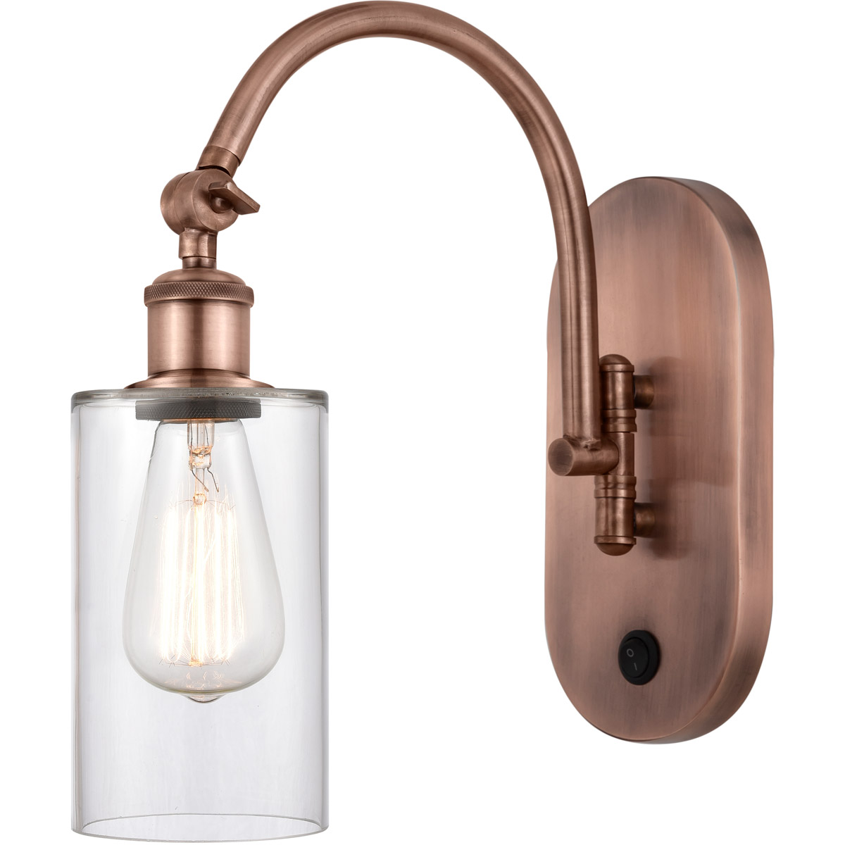 Ballston Clymer LED 5.3 inch Antique Copper Sconce Wall Light in Clear Glass
