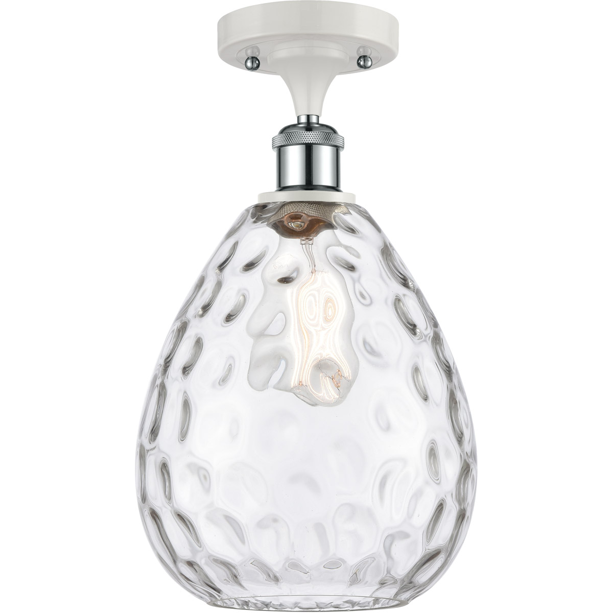Ballston Large Waverly LED 8 inch White and Polished Chrome Semi-Flush Mount Ceiling Light, Ballston