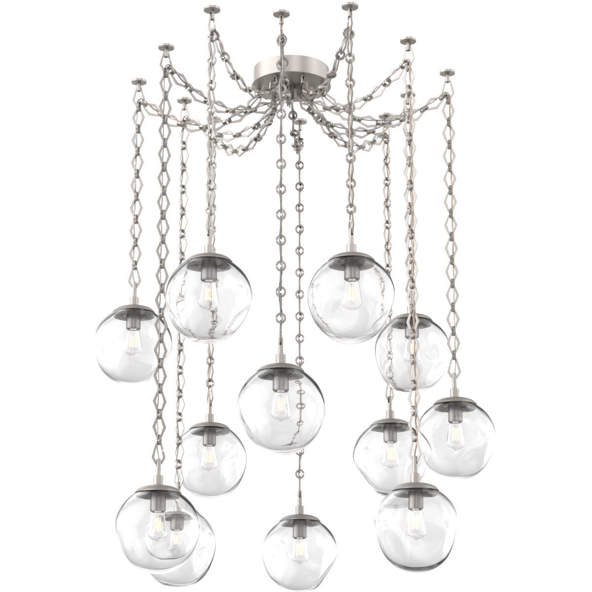 Aster 12 Light 18.7 inch Beige Silver Swag Multi-Pendant Ceiling Light in Clear, Diamond Chain