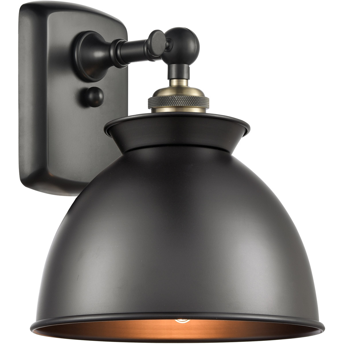 Ballston Adirondack 1 Light 8 inch Antique Brass Sconce Wall Light in Incandescent, Matte Black, Ballston