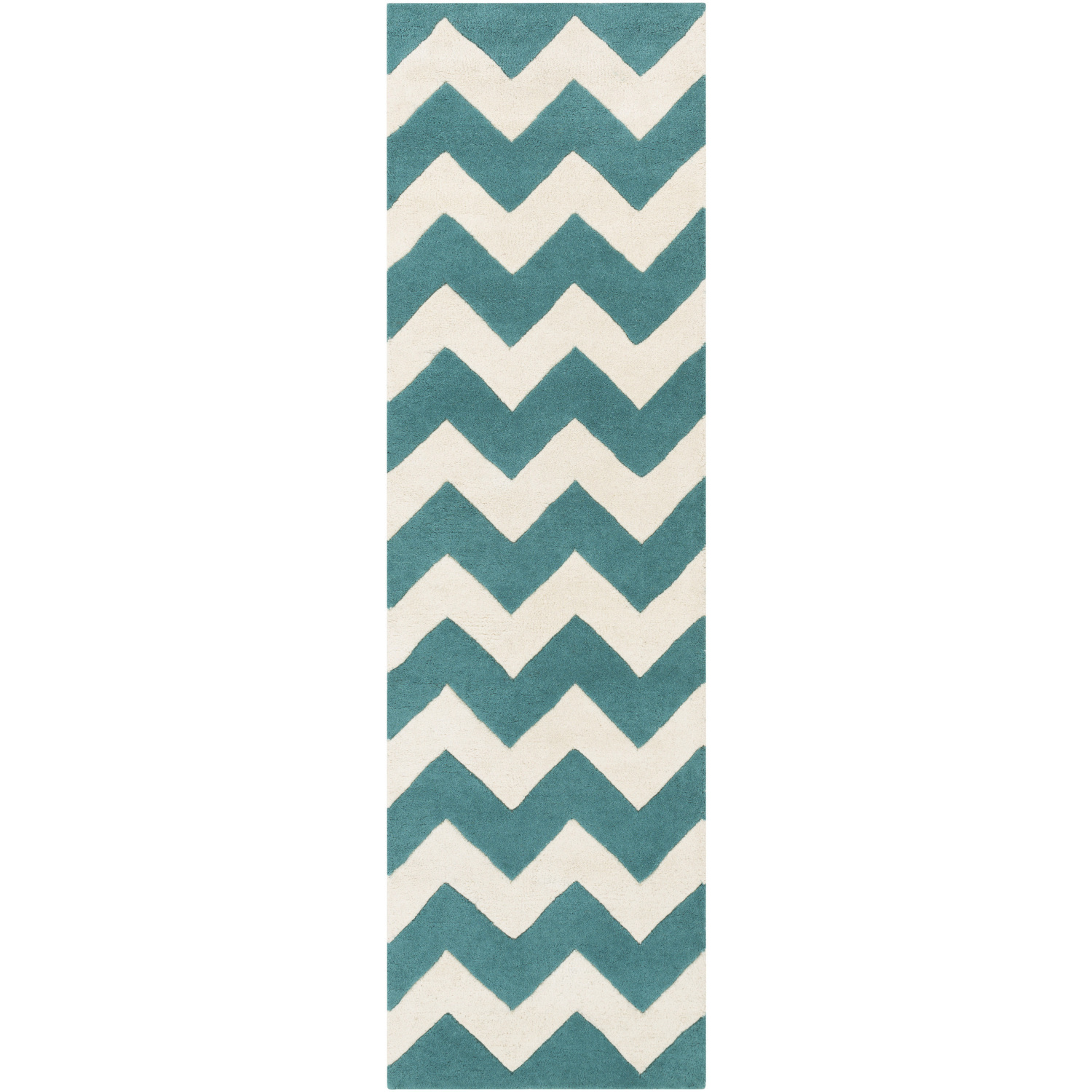 Transit Teal/Cream/Teal/Ivory Handmade Rug