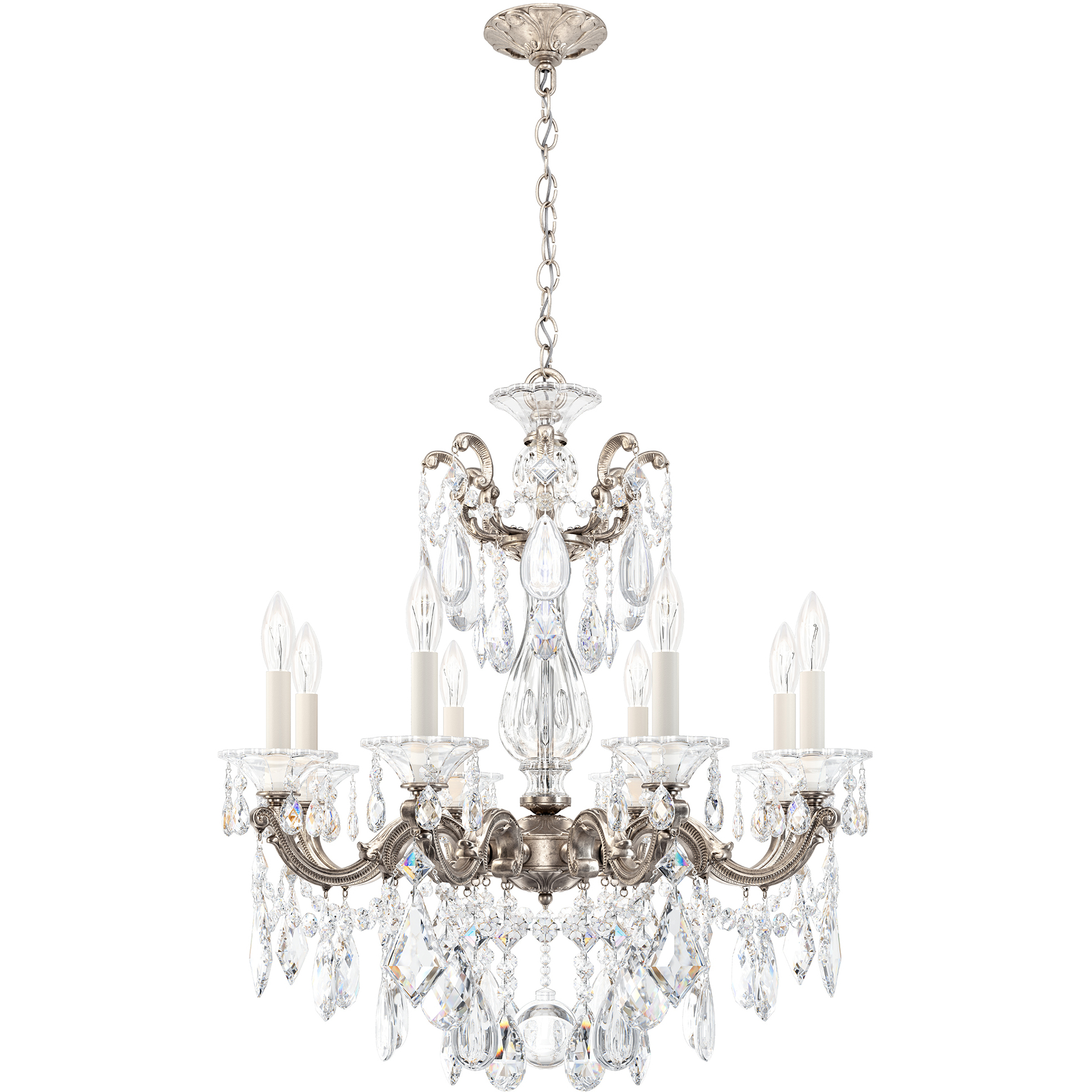La Scala 8 Light 25 inch Antique Silver Chandelier Ceiling Light in Heritage, Antique Silver Cast