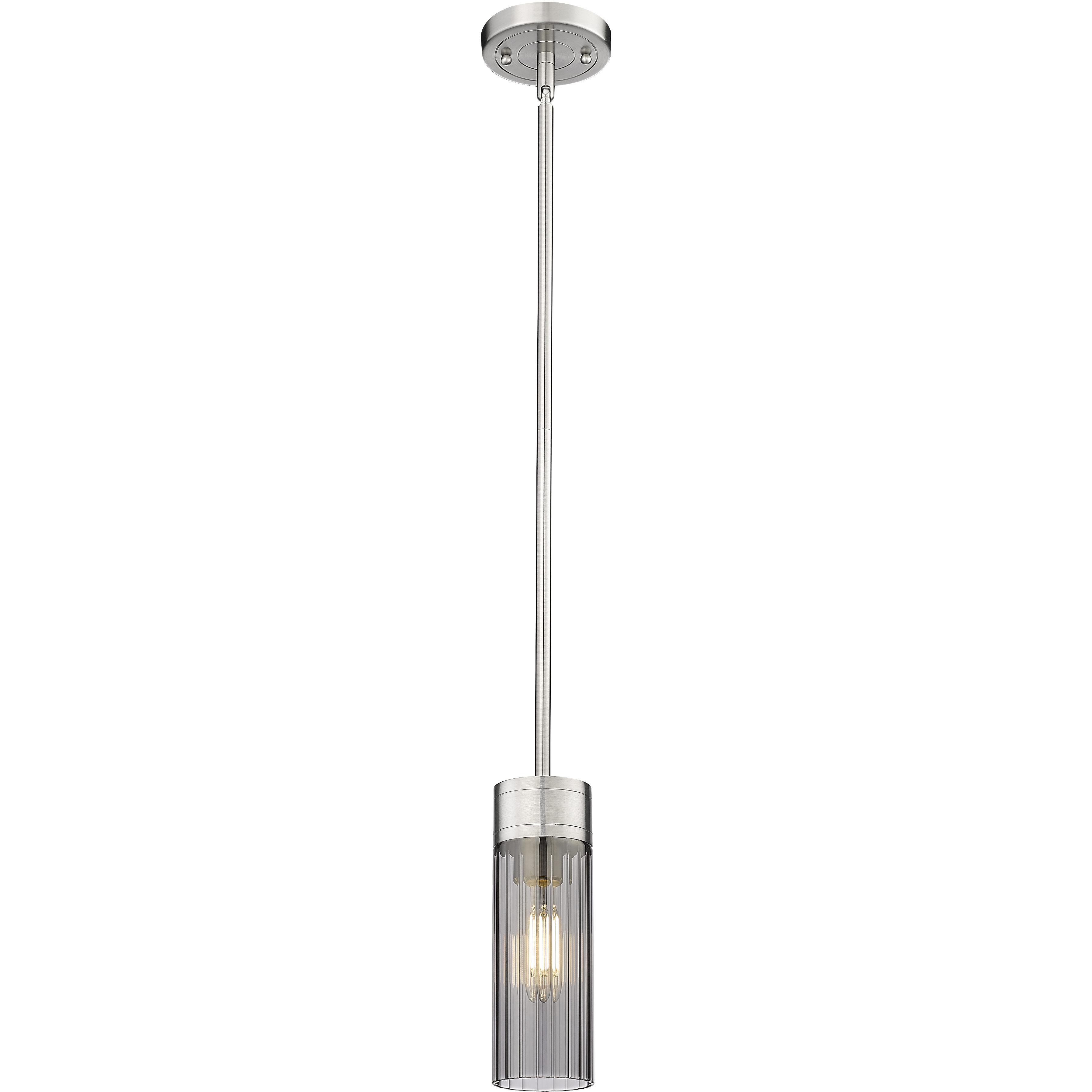 Empire 1 Light 3.13 inch Satin Nickel Pendant Ceiling Light in Plated Smoke Glass