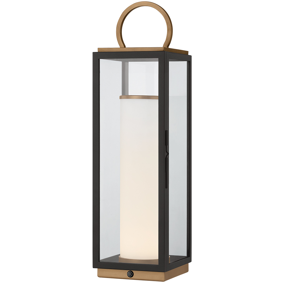 Gareth 22.5 inch 2 watt Patina Brass/Textured Black Outdoor Rechargeable Table Lamp
