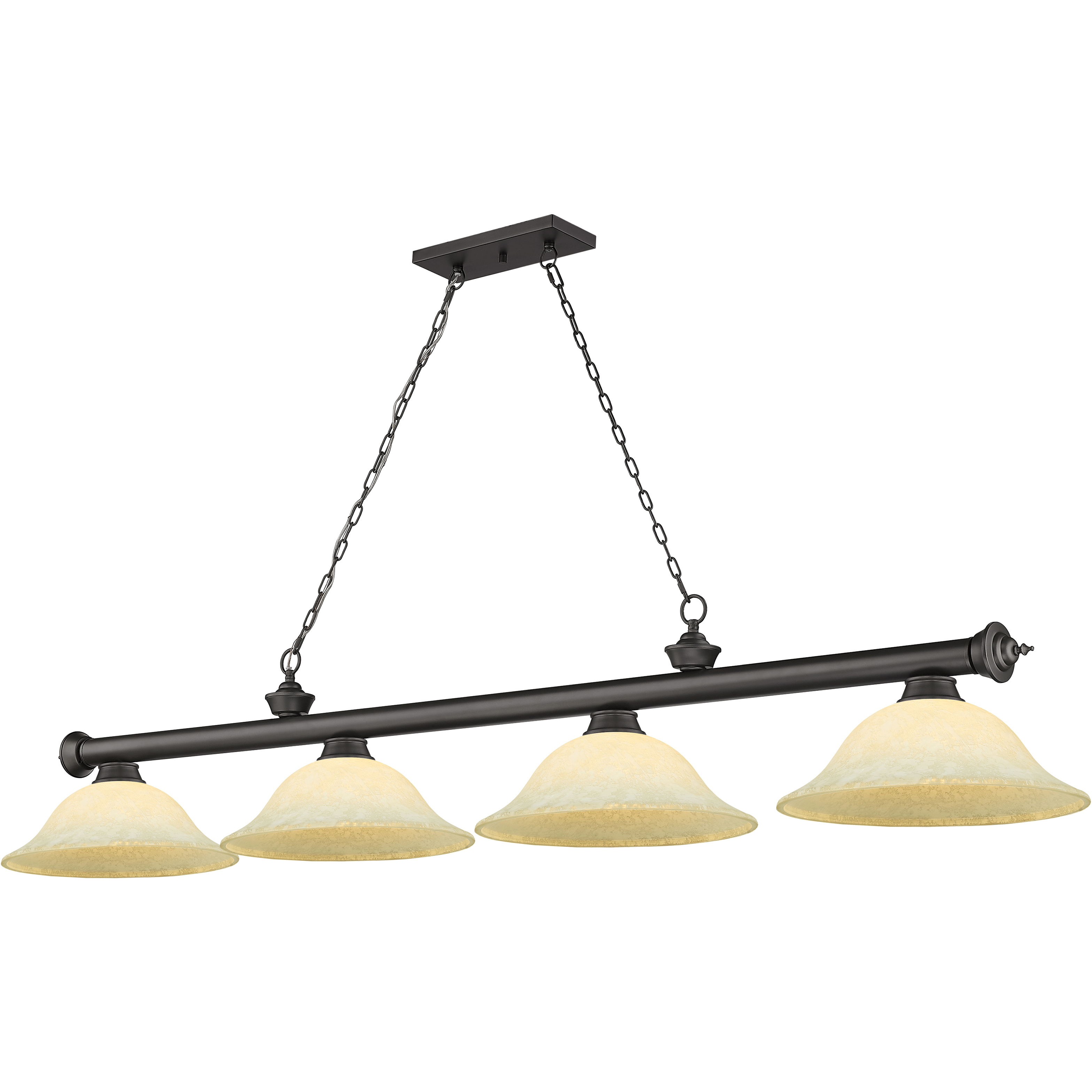 Cordon 4 Light 81.75 inch Bronze Billiard Ceiling Light in Golden Mottle Glass
