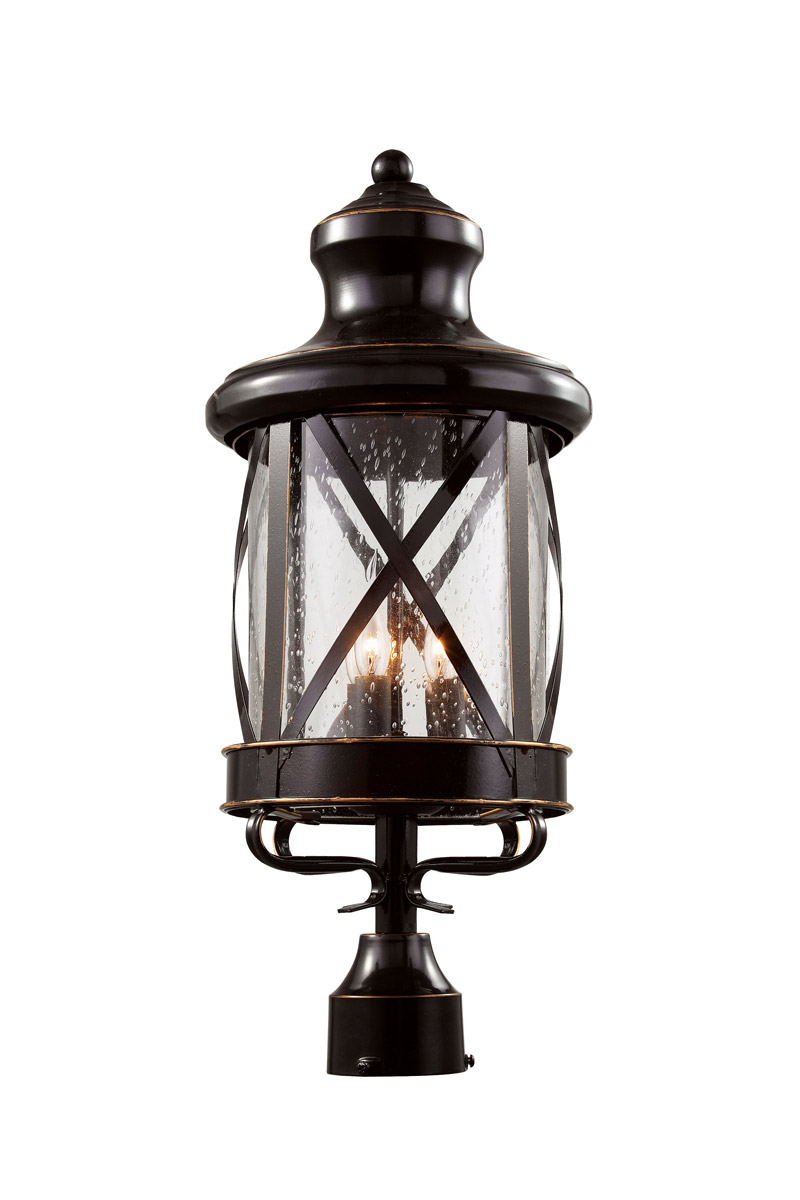 Chandler 3 Light 22 inch Rubbed Oil Bronze Outdoor Postmount Lantern