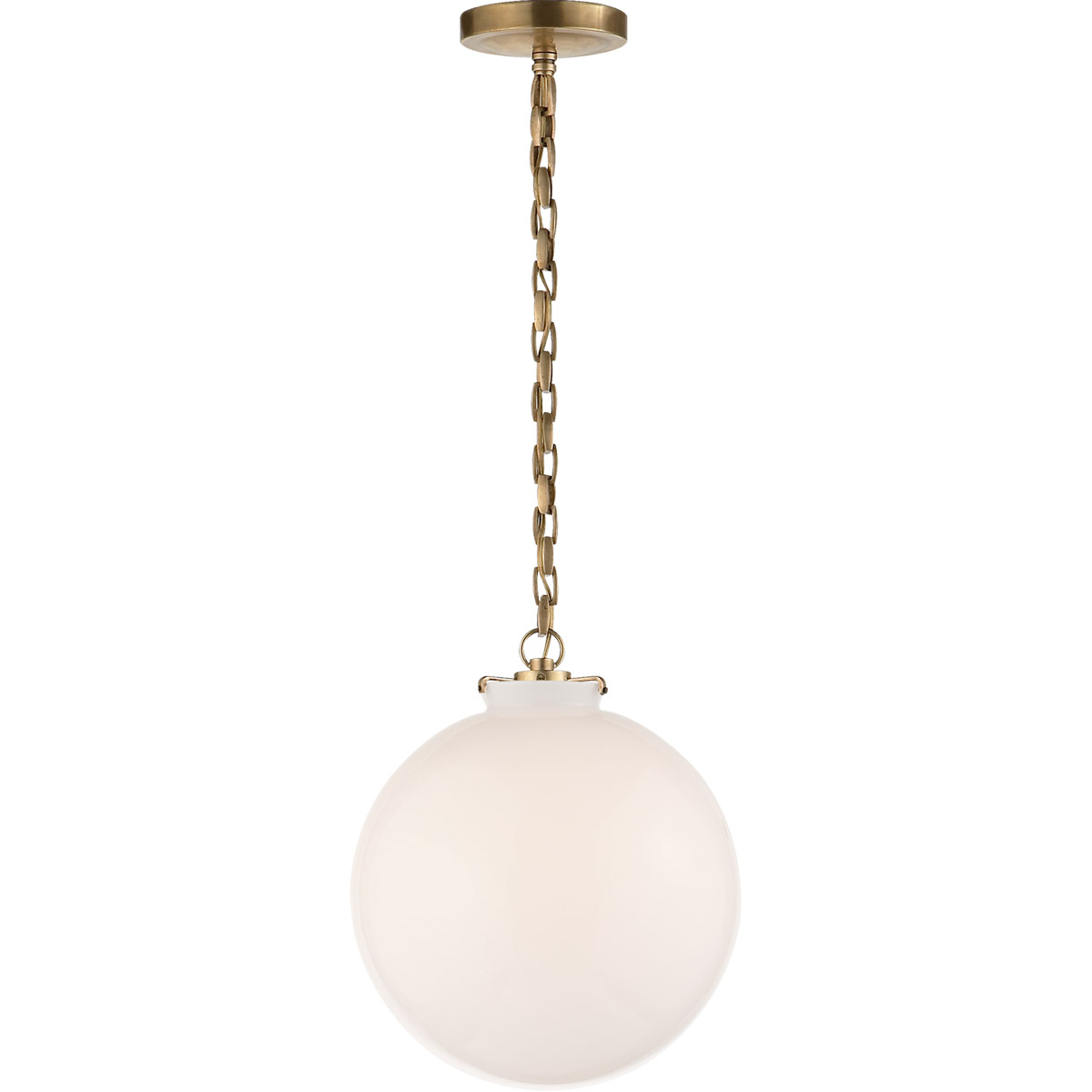 Thomas O'Brien Katie4 1 Light 12 inch Hand-Rubbed Antique Brass Globe Pendant Ceiling Light in White Glass