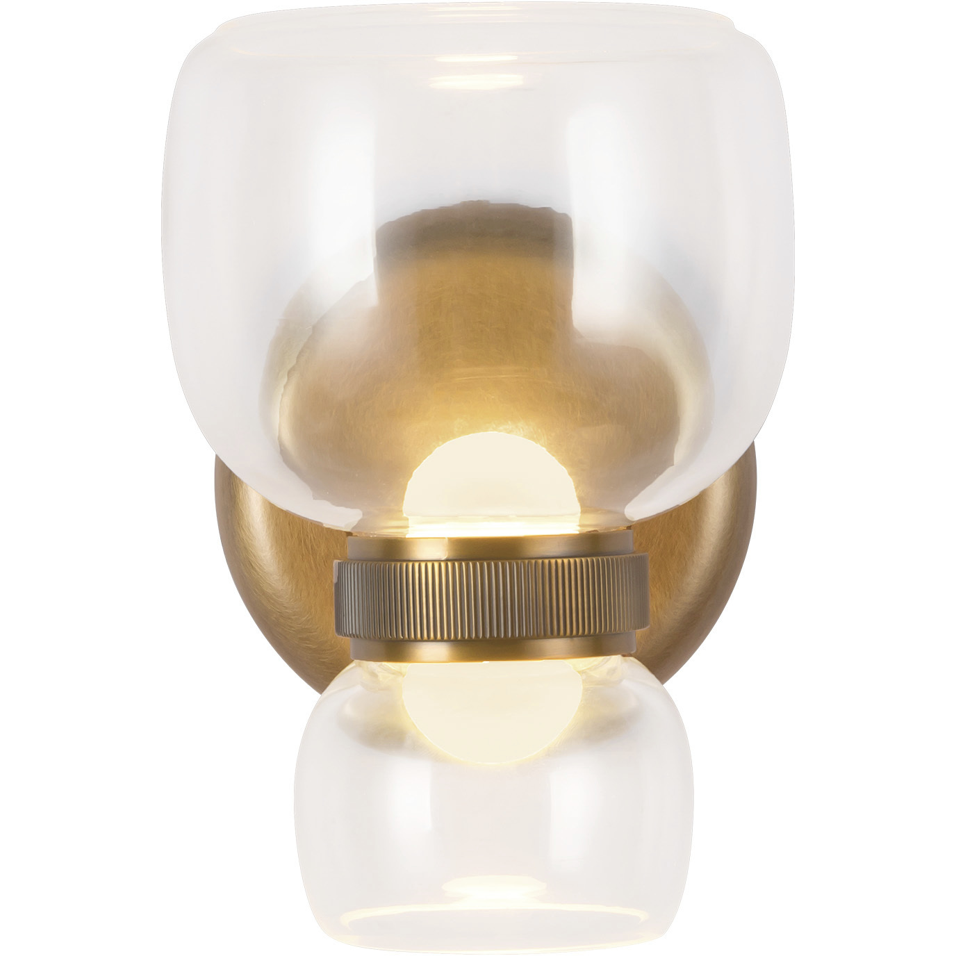 Sutton 5.38 inch Vintage Brass and Clear Glass Bath Vanity Light Wall Light