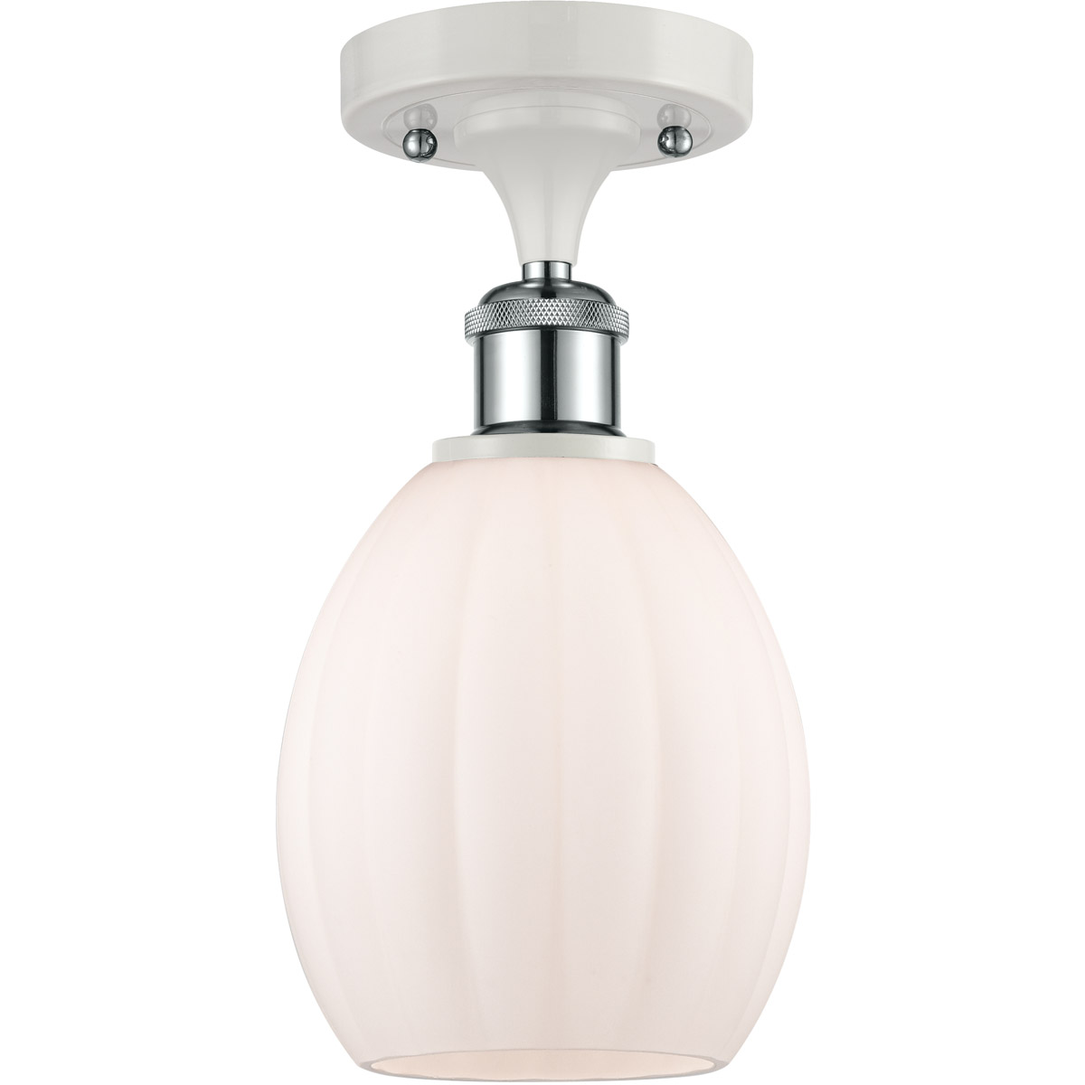 Ballston Eaton LED 6 inch White and Polished Chrome Semi-Flush Mount Ceiling Light, Ballston