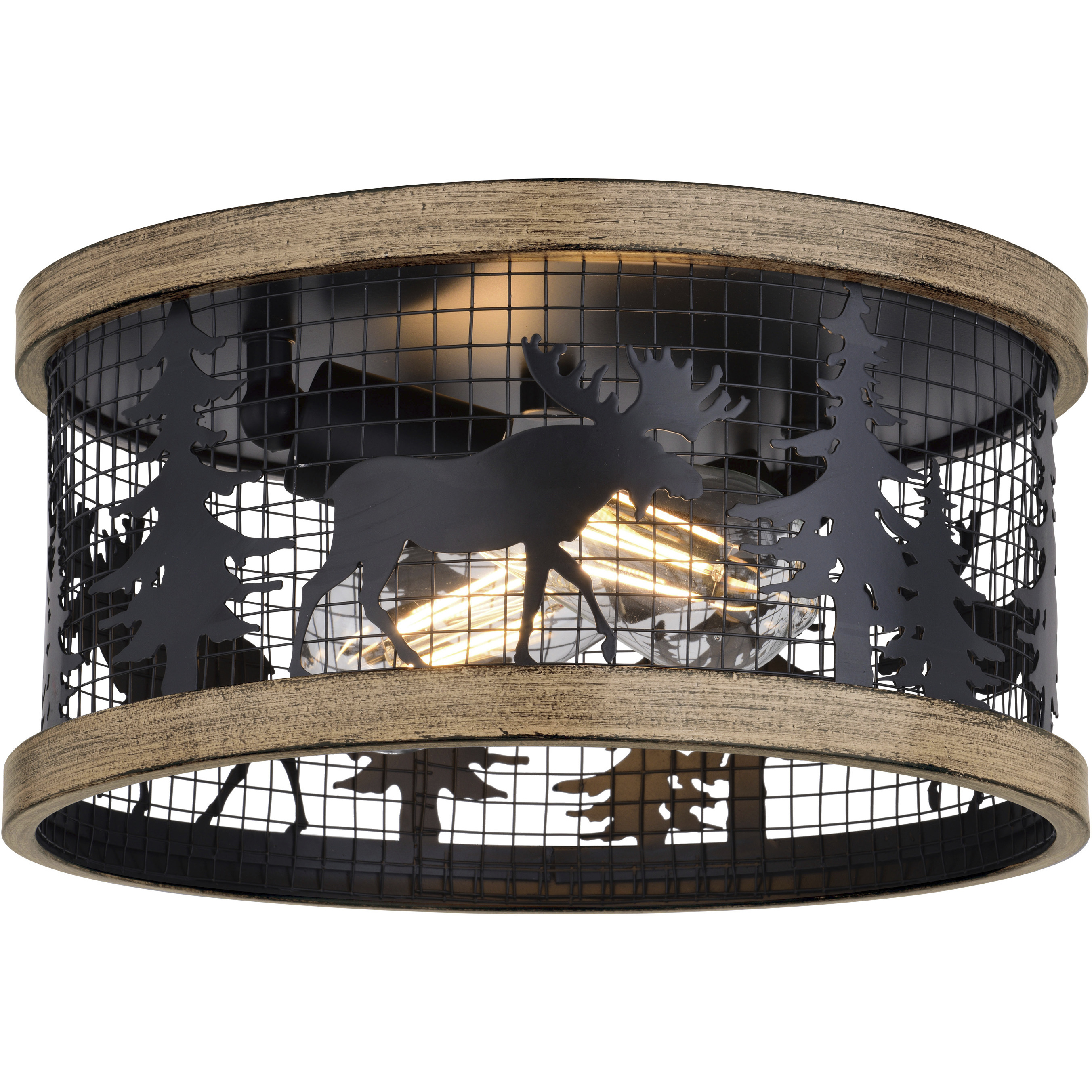 Kodiak LED 12 inch Black and Burnished Teak Flush Mount Ceiling Light