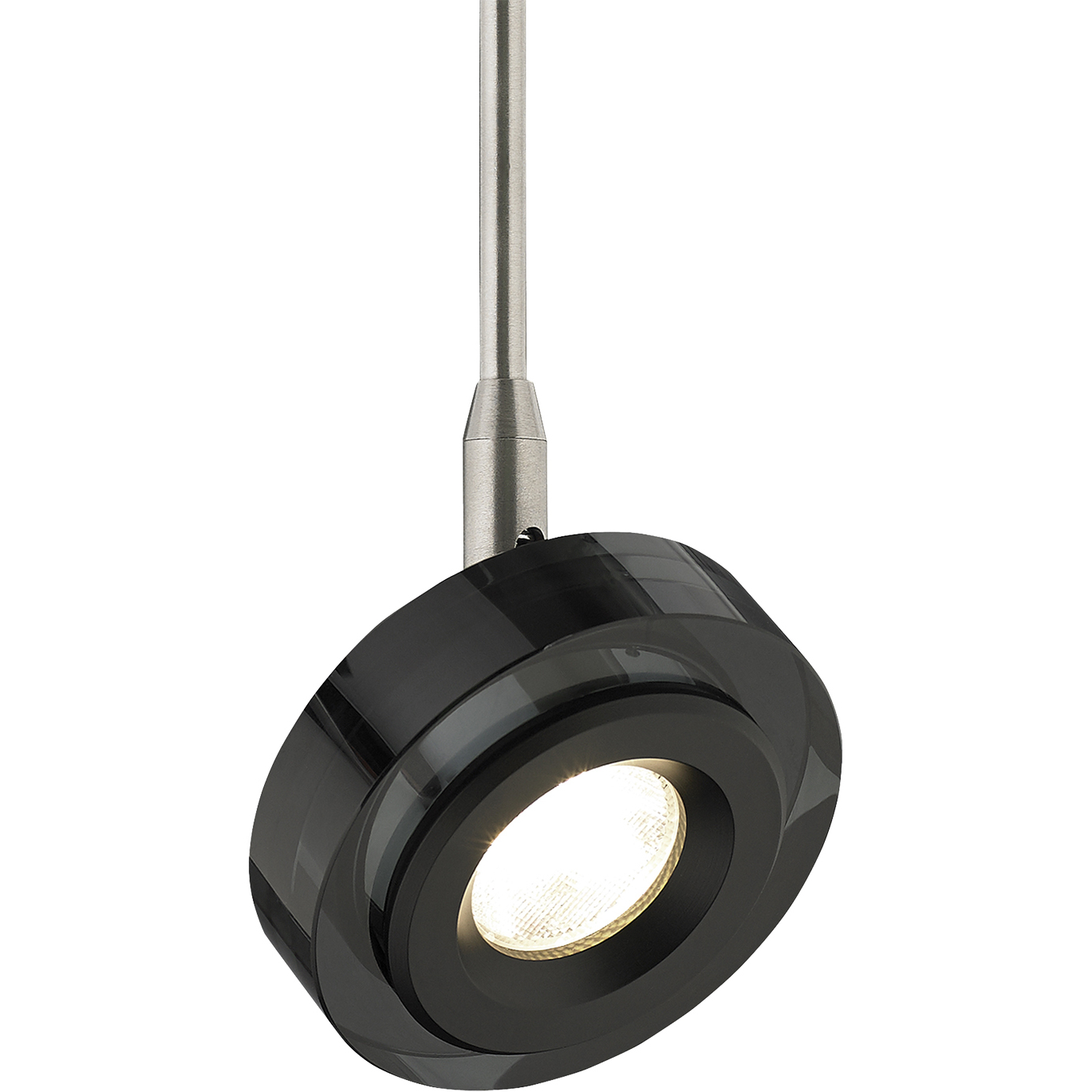Sean Lavin Brim 1 Light 120 Satin Nickel Low-Voltage Track Head Ceiling Light in Monopoint, Transparent Smoke Glass, LED 90 CRI 3000K, 40 Degree, 14 inch