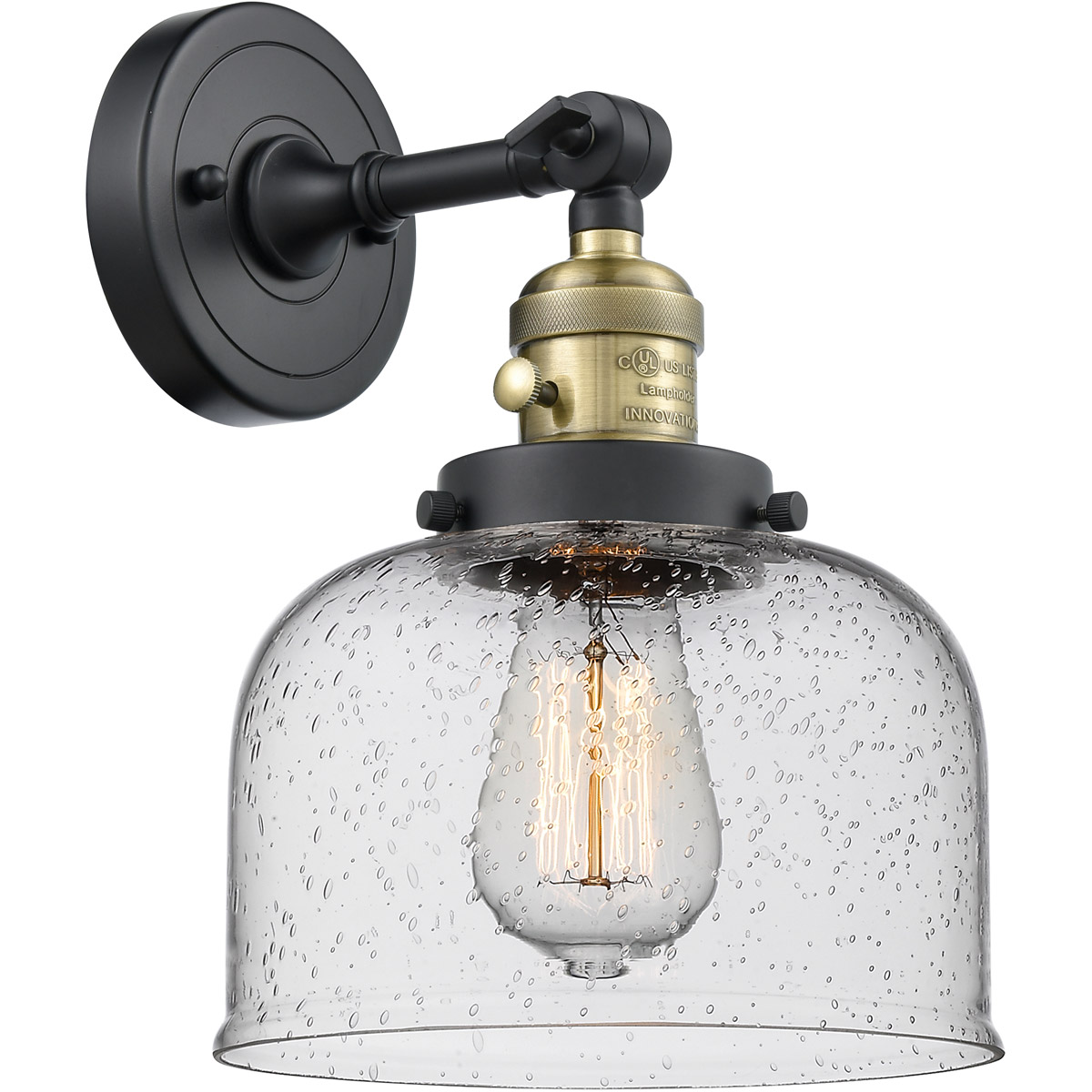 Franklin Restoration Large Bell LED 8 inch Black Antique Brass Sconce Wall Light, Franklin Restoration