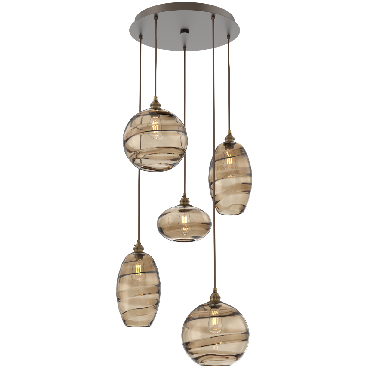 Misto 5 Light 23 inch Flat Bronze Chandelier Ceiling Light in Misto Bronze, Round Multi-Port