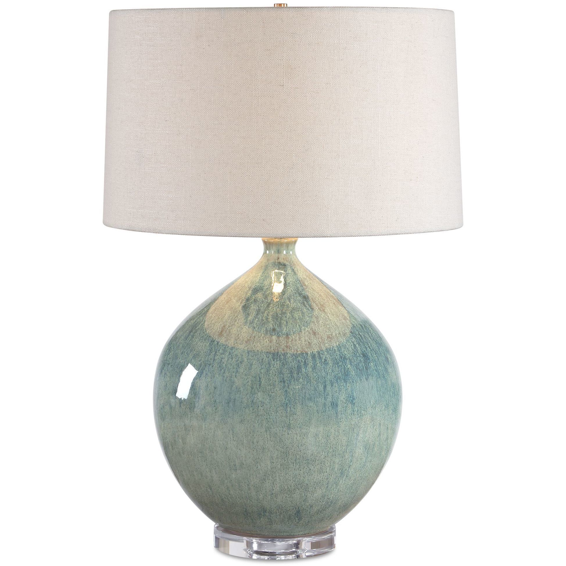 Callista 26 inch 150 watt Ocean Blue and Teal and Clear Crystal and Antique Brass Table Lamp Portable Light