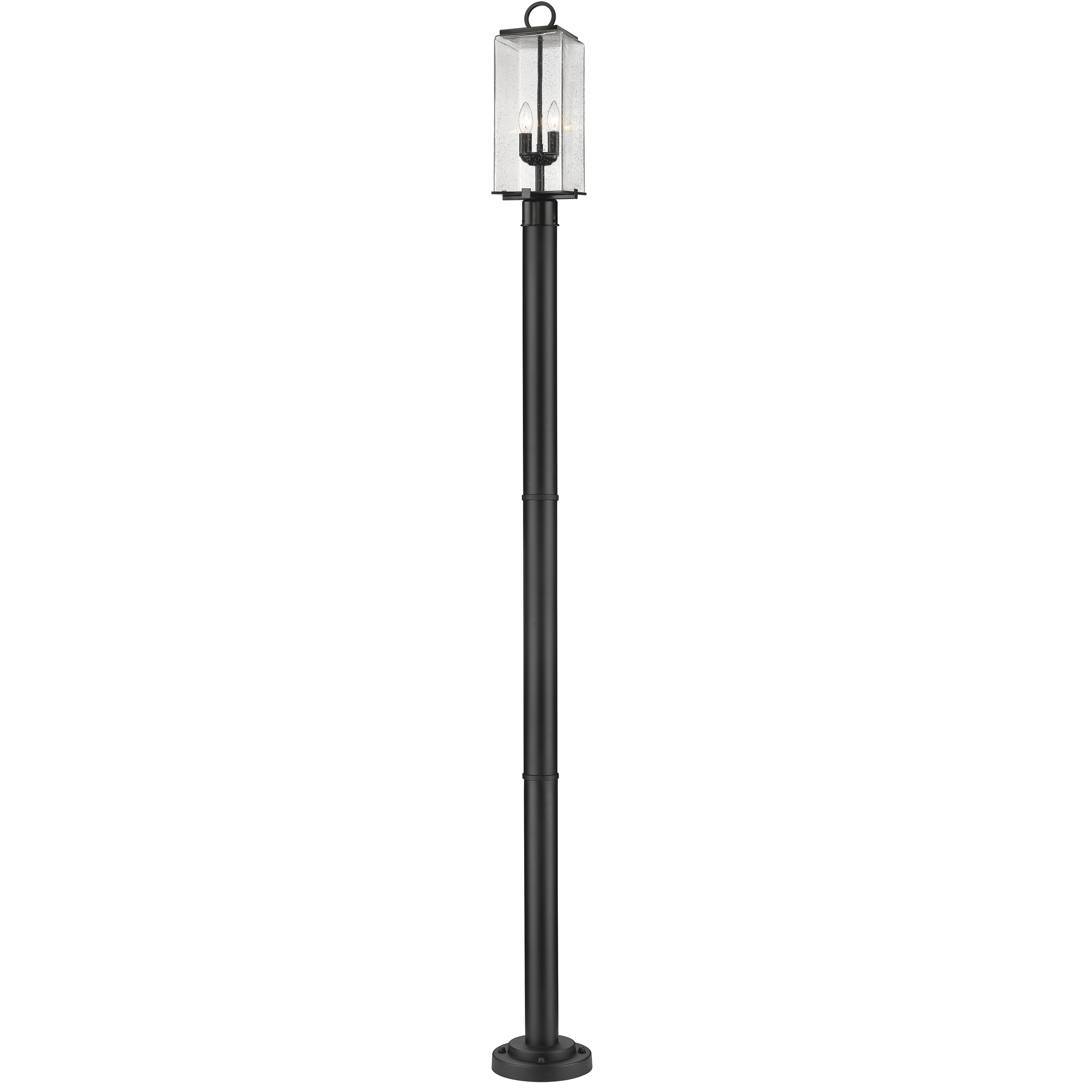 Sana 2 Light 94 inch Black Outdoor Post Mounted Fixture in Seedy Glass