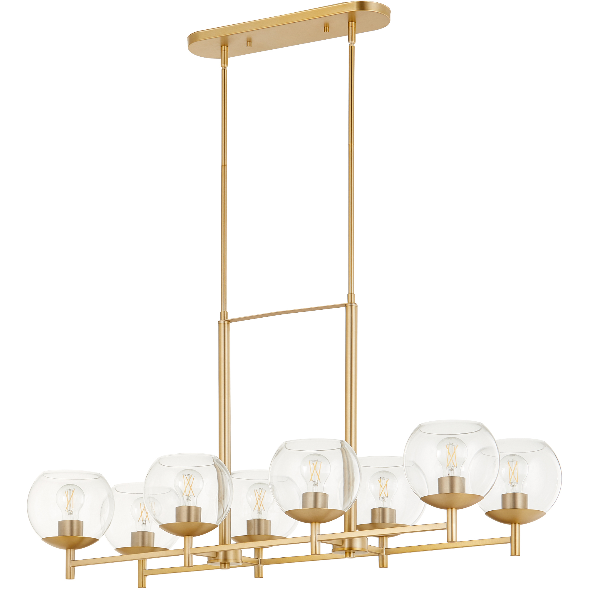 Lyon 8 Light 41.75 inch Aged Brass Linear Chandelier Ceiling Light