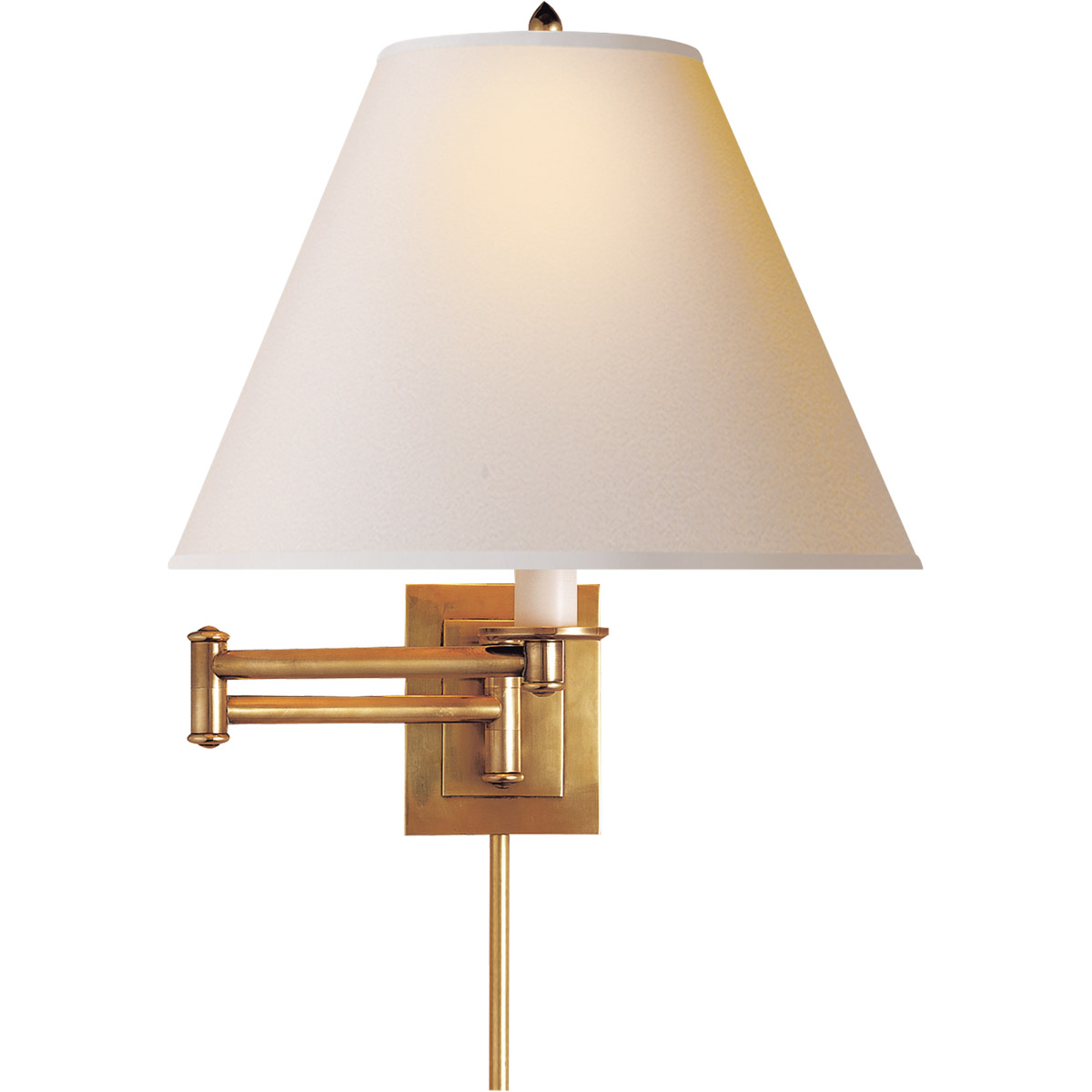 Primitive 18.25 inch 100.00 watt Hand-Rubbed Antique Brass Swing Arm Wall Light in Natural Paper
