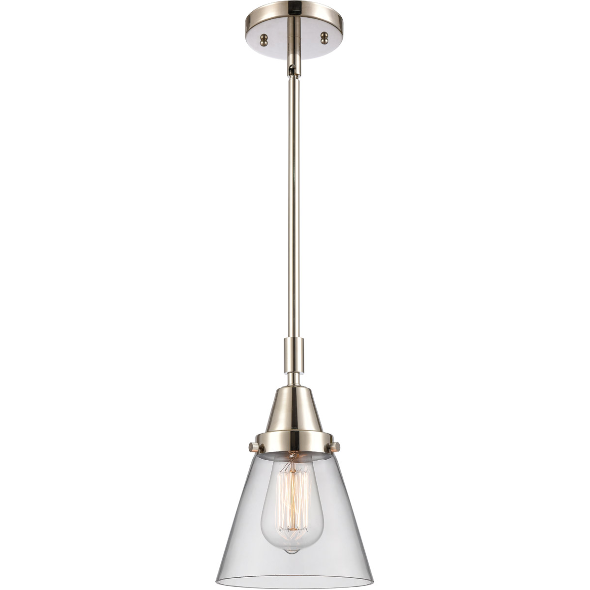 Franklin Restoration Small Cone 1 Light 6 inch Polished Nickel Mini Pendant Ceiling Light in Clear Glass