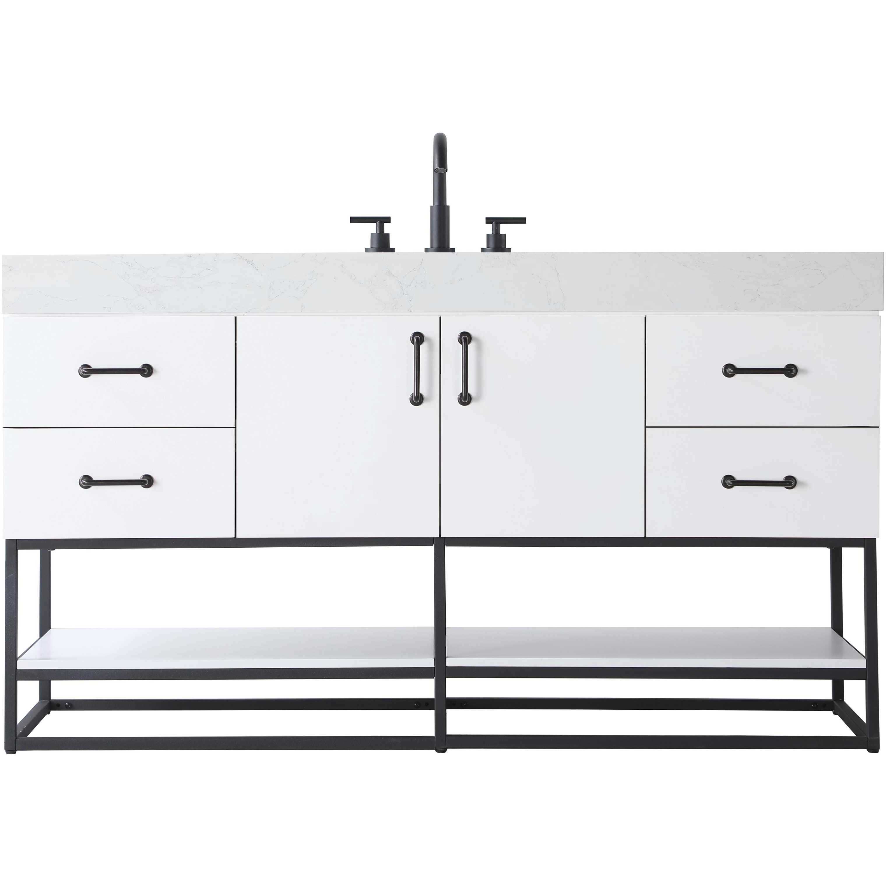 Caroline 60 X 34 inch White Bathroom Vanity Cabinet