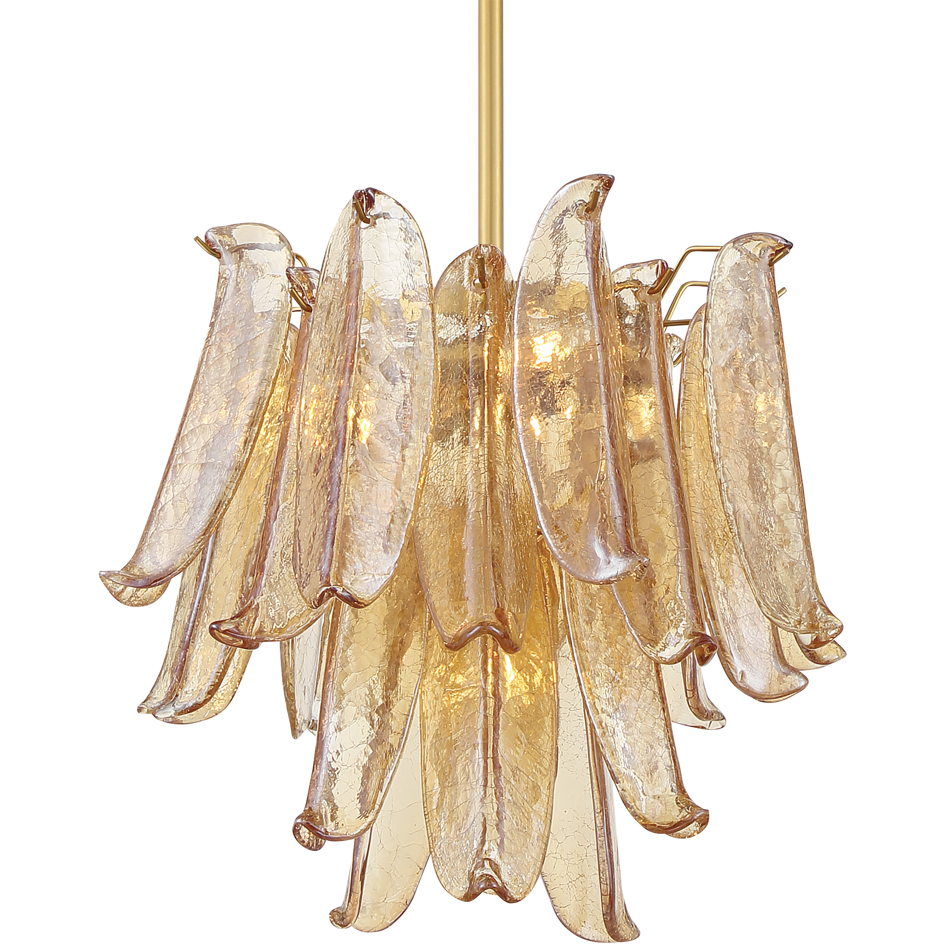Regent 4 Light 17.75 inch Legacy Brass Chandelier Ceiling Light in Amber Crackled Glass