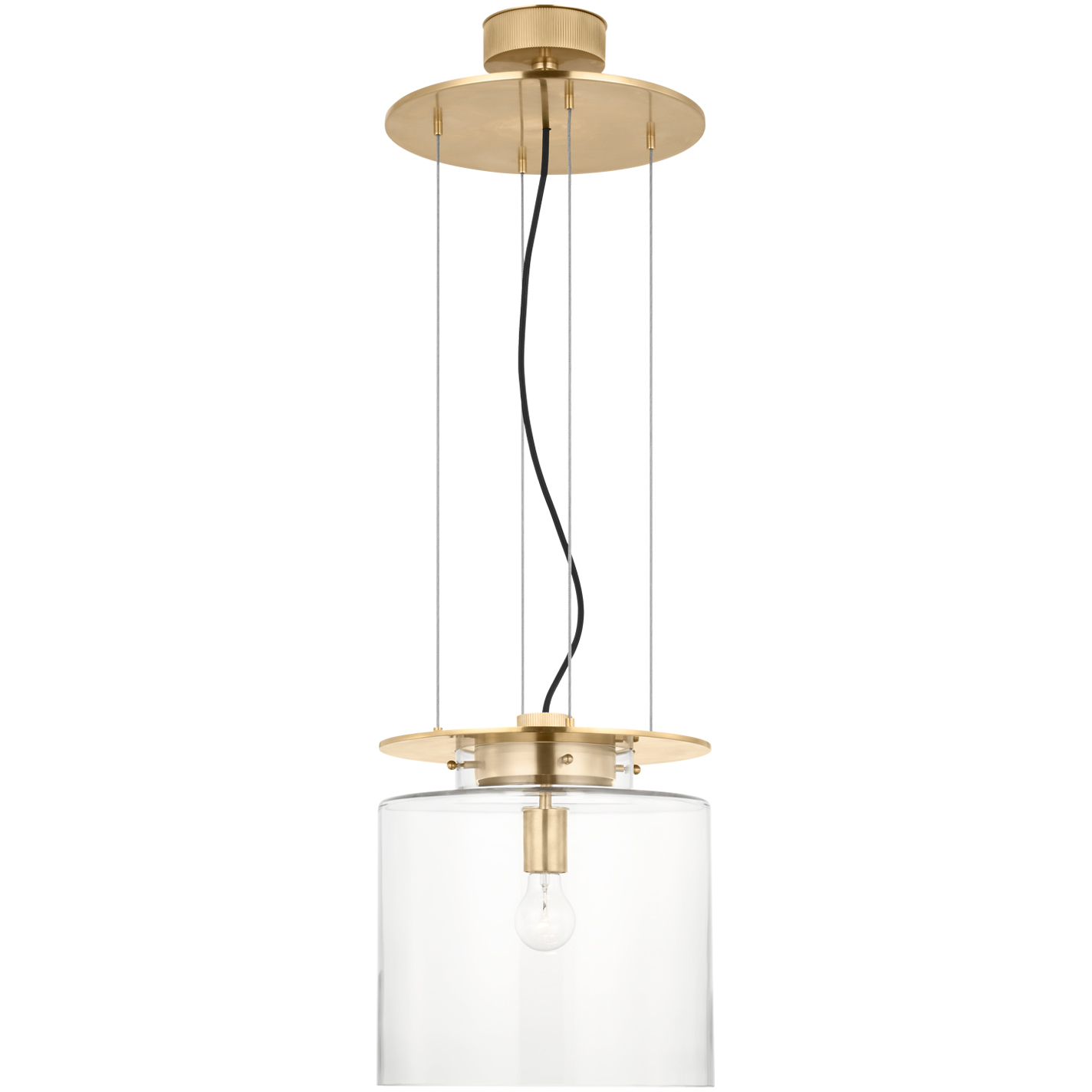 Ray Booth Elias LED 13 inch Antique-Burnished Brass Floating Pendant Ceiling Light in Clear Glass