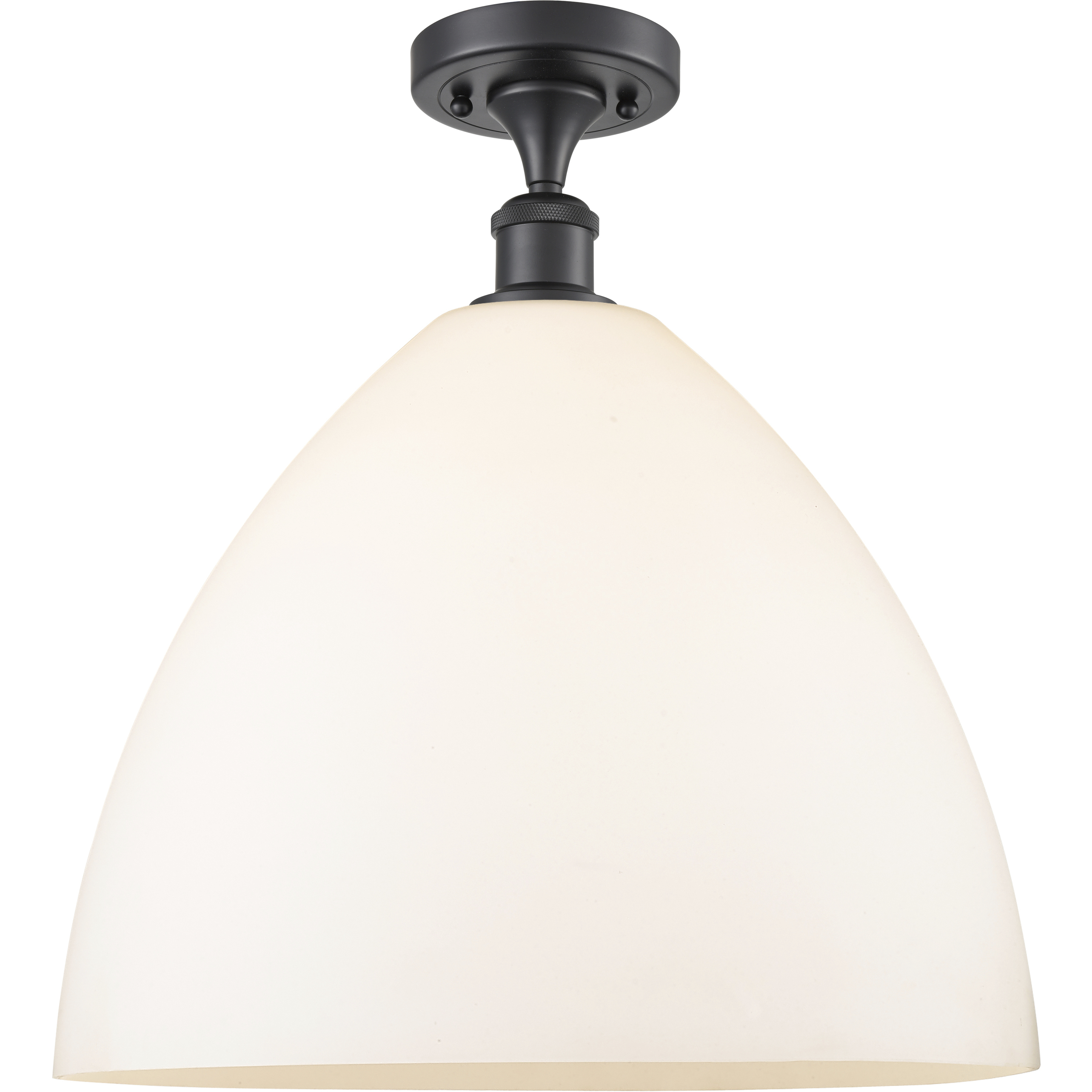 Edison Bristol Glass 1 Light 16 inch Matte Black Semi-Flush Mount Ceiling Light in Matte White Glass