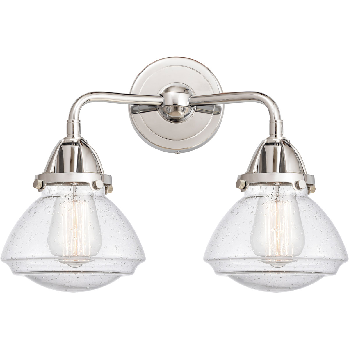 Nouveau 2 Olean 2 Light 15 inch Polished Chrome Bath Vanity Light Wall Light in Seedy Glass