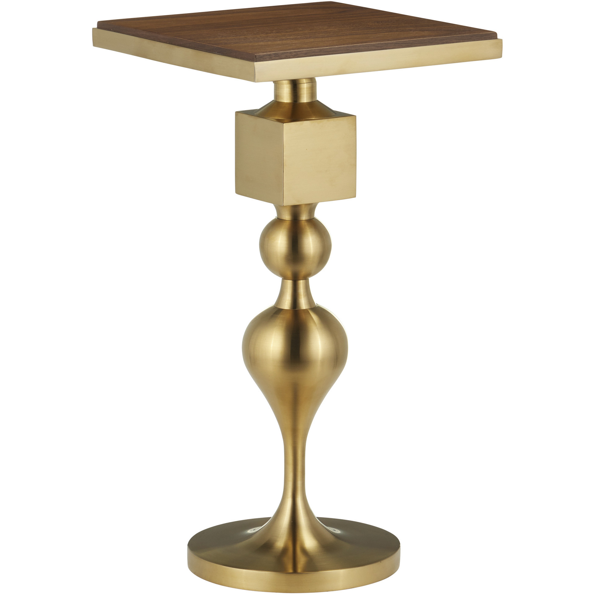 Maeve 20 X 9.5 inch Brushed Brass and Walnut Accent Table