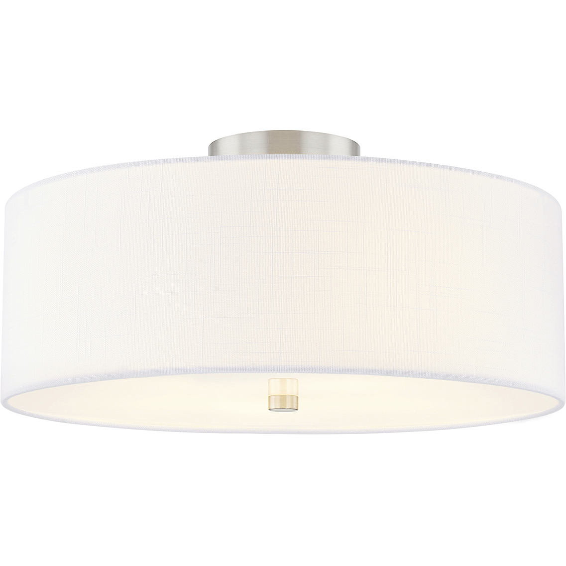 Textile Collection 4 Light 18 inch Brushed Nickel Semi Flush Ceiling Light in White, Classic Family