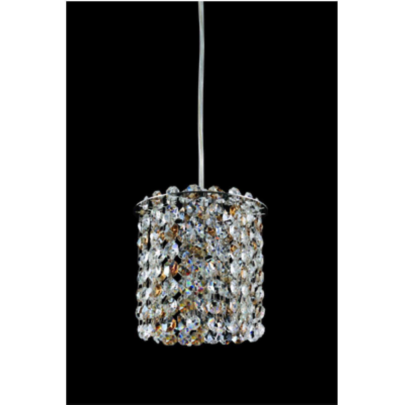 Milieu Mini Pendant 1 Light 5.5 inch Chrome Mini Pendant Ceiling Light in Firenze Clear with Dark Sapphire Accents