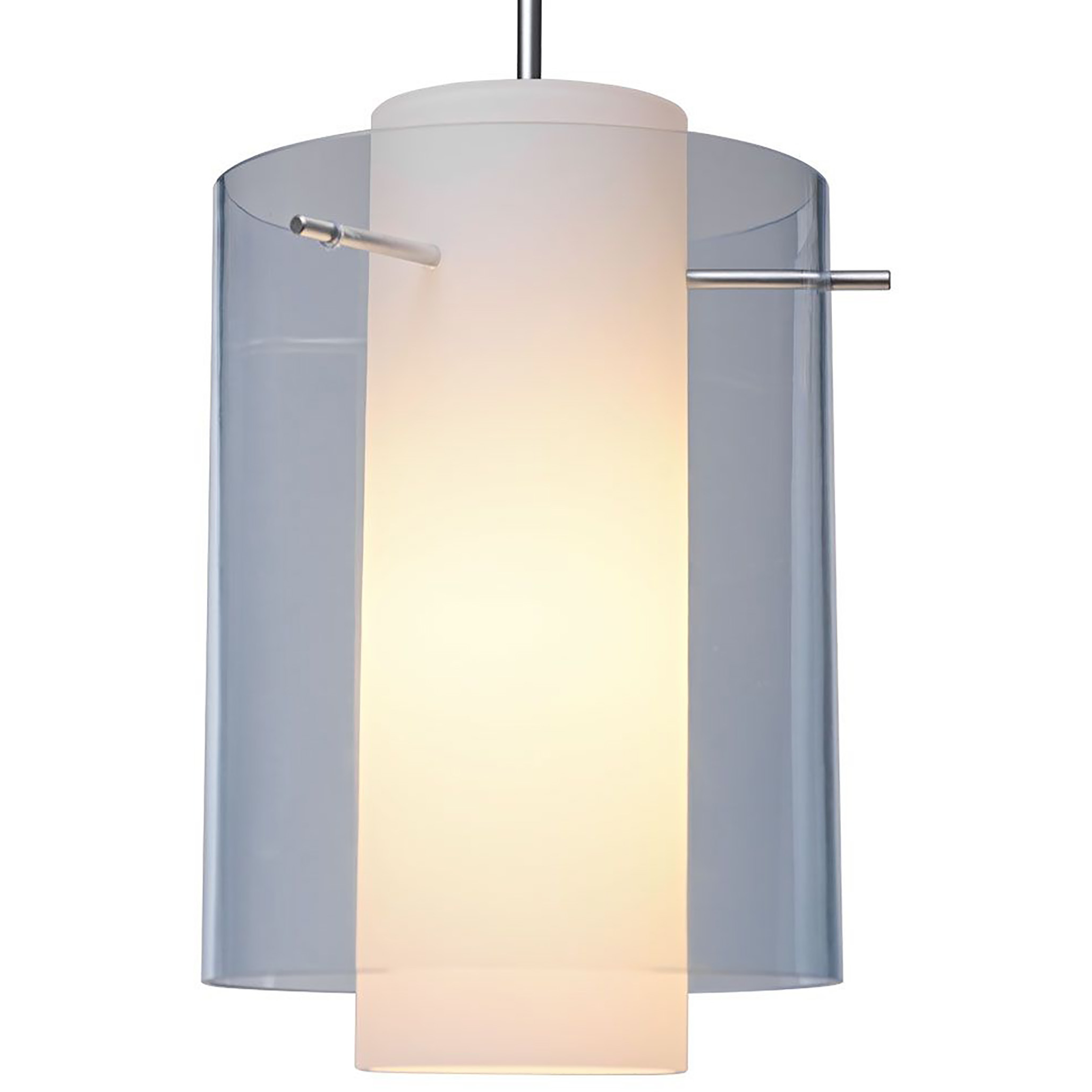 Rome 7.88 inch Chrome Pendant Ceiling Light in Chrome/Black, Aqua Outer/Matte White Inner Glass