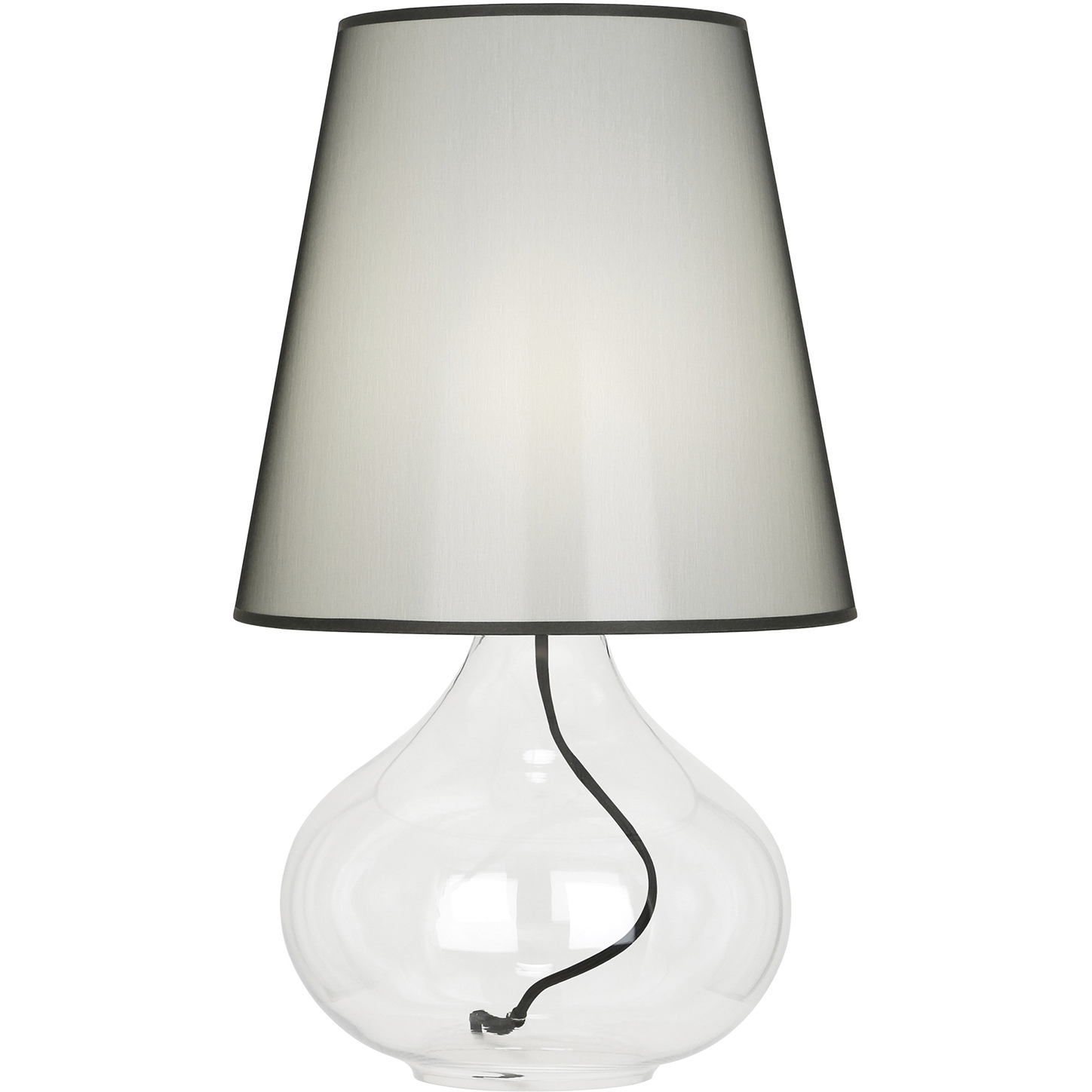 Small Julia 23.5 inch 150 watt Clear Glass Body Table Lamp Portable Light in Black Organza