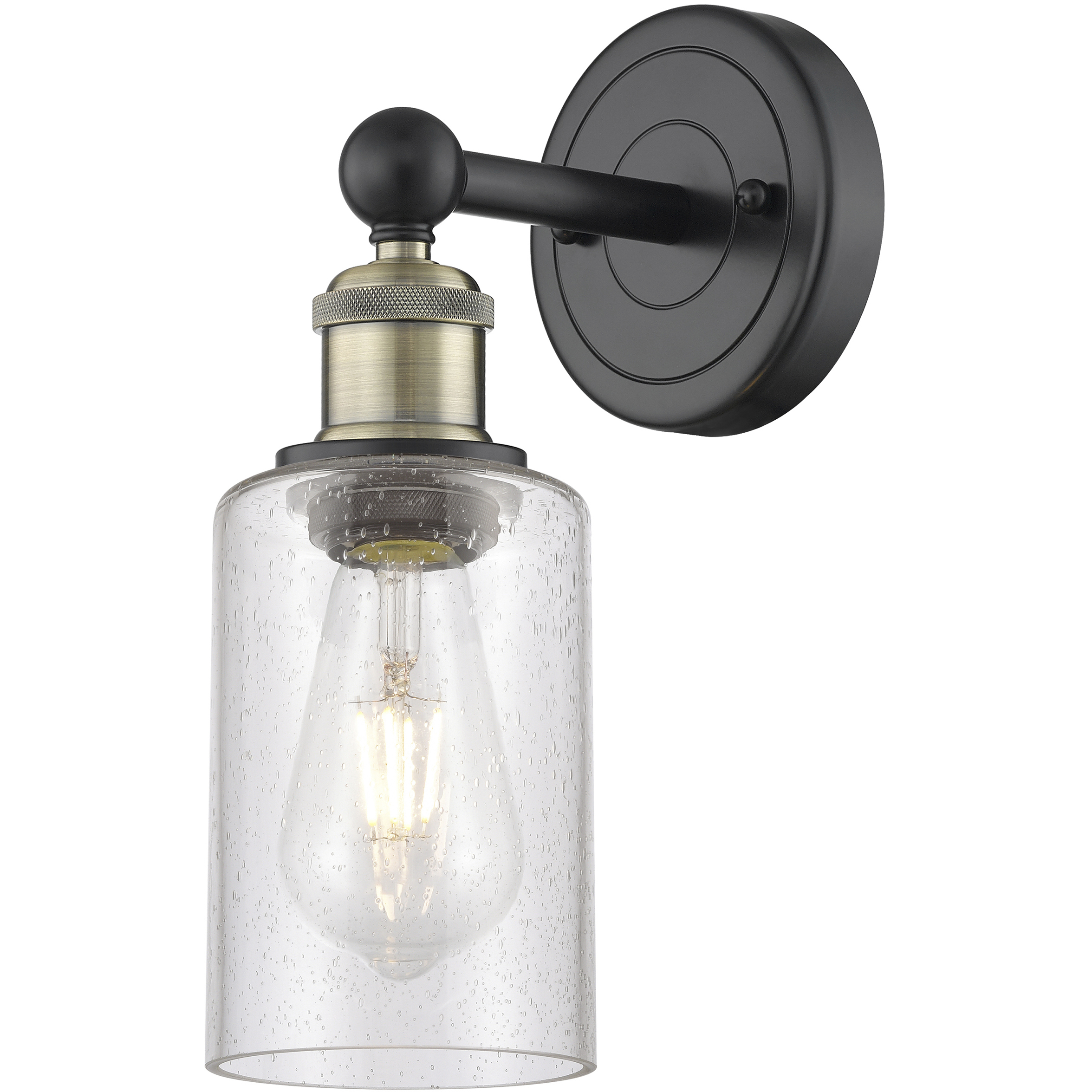 Clymer 1 Light 3.88 inch Black Antique Brass Sconce Wall Light in Seedy Glass