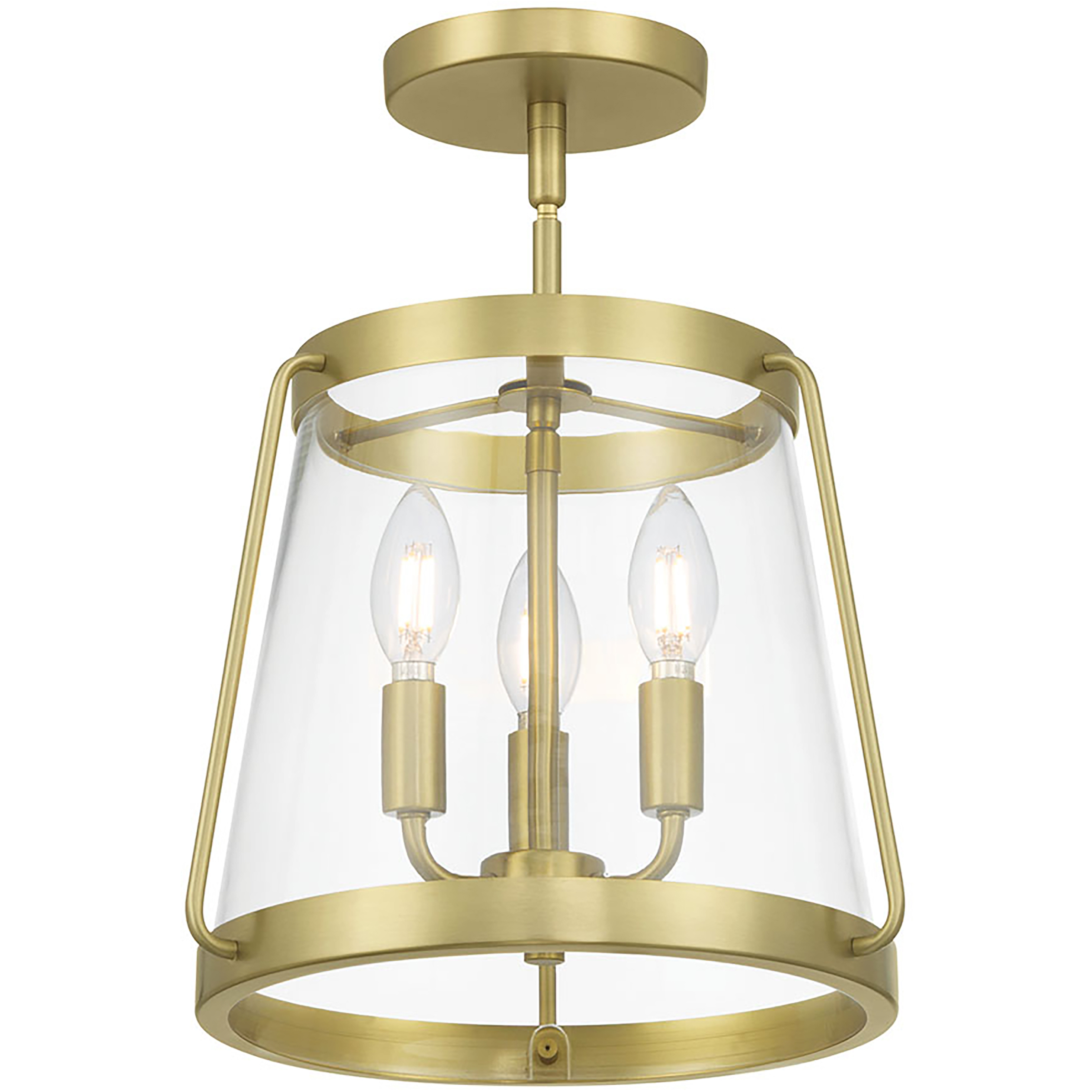 Adabella 3 Light 12.25 inch Vintage Brass Semi-Flush Mount Ceiling Light