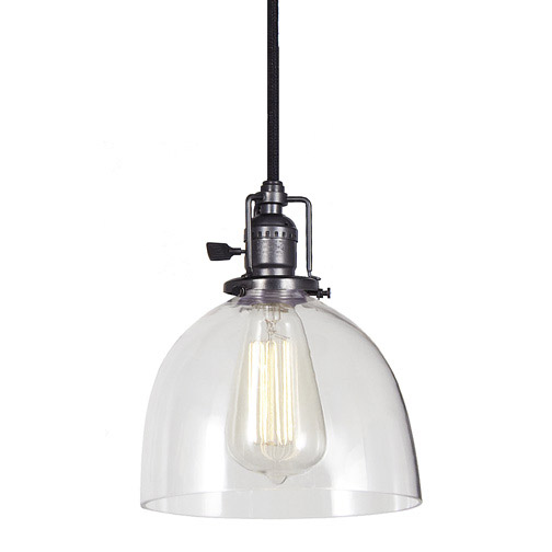 Union Square 1 Light 7 inch Gun Metal Pendant Ceiling Light in Clear Mouth Blown
