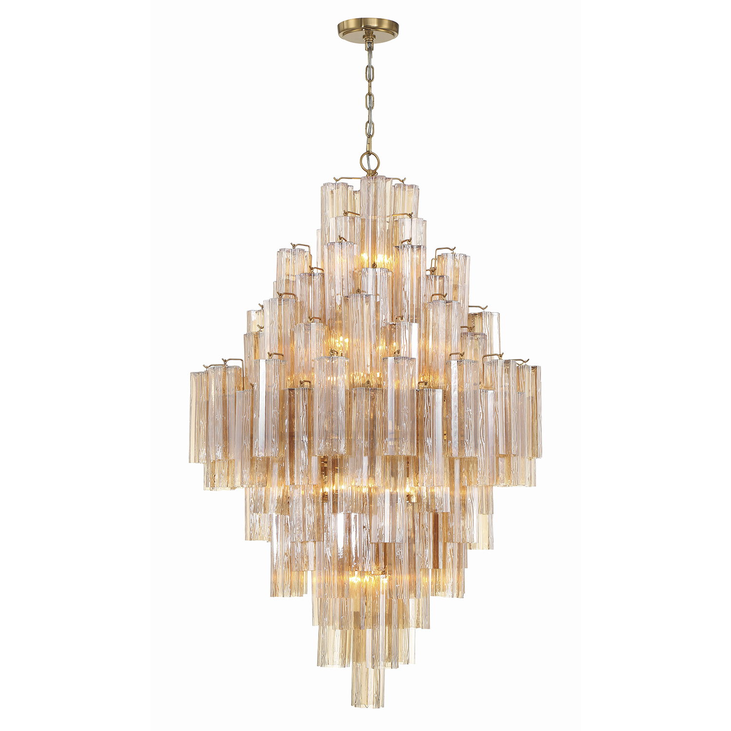 Addis 20 Light 31.5 inch Aged Brass Chandelier Ceiling Light in Amber